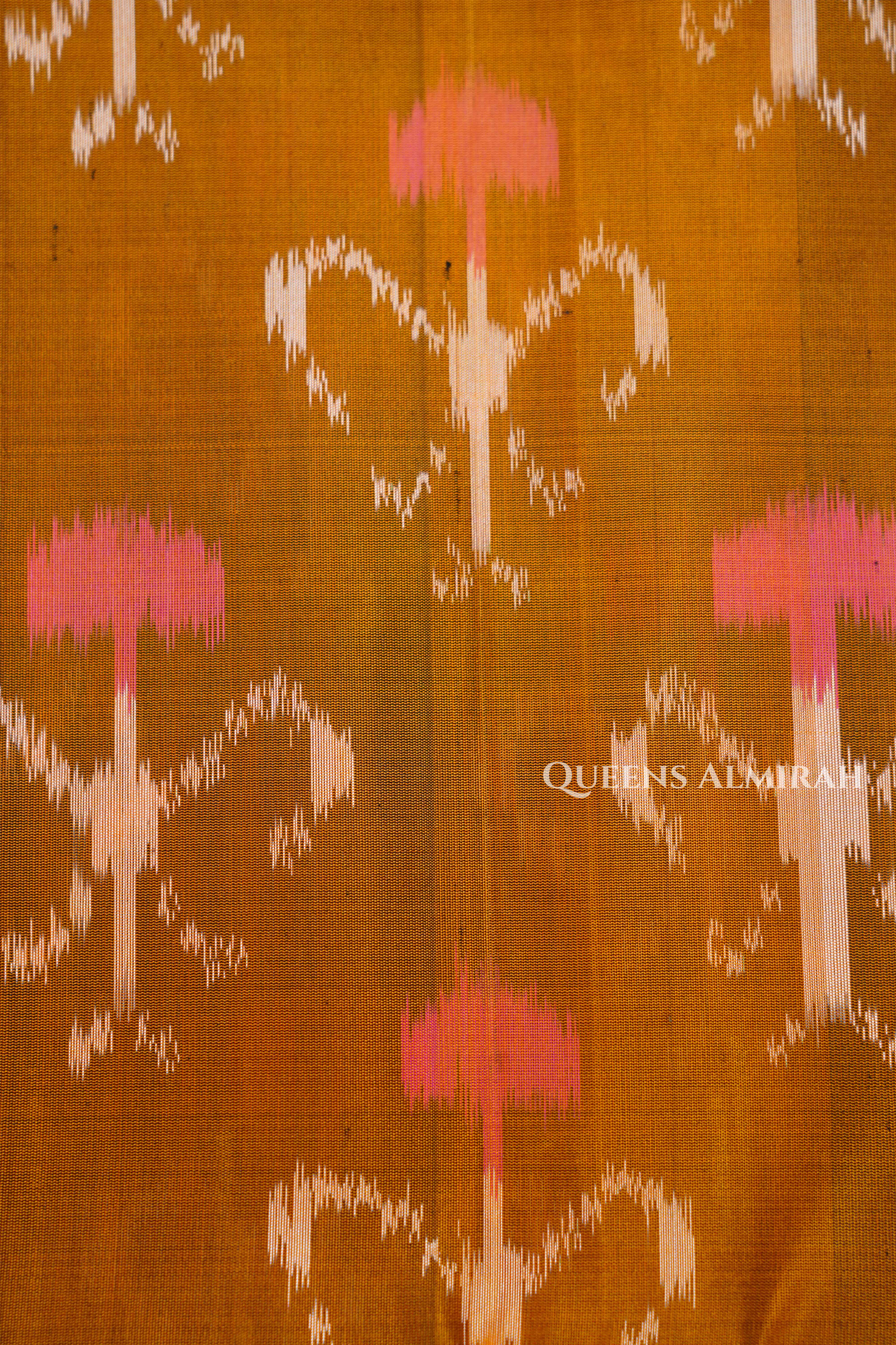 Mustard Yellow With Pink Pure Soft Silk Saree
