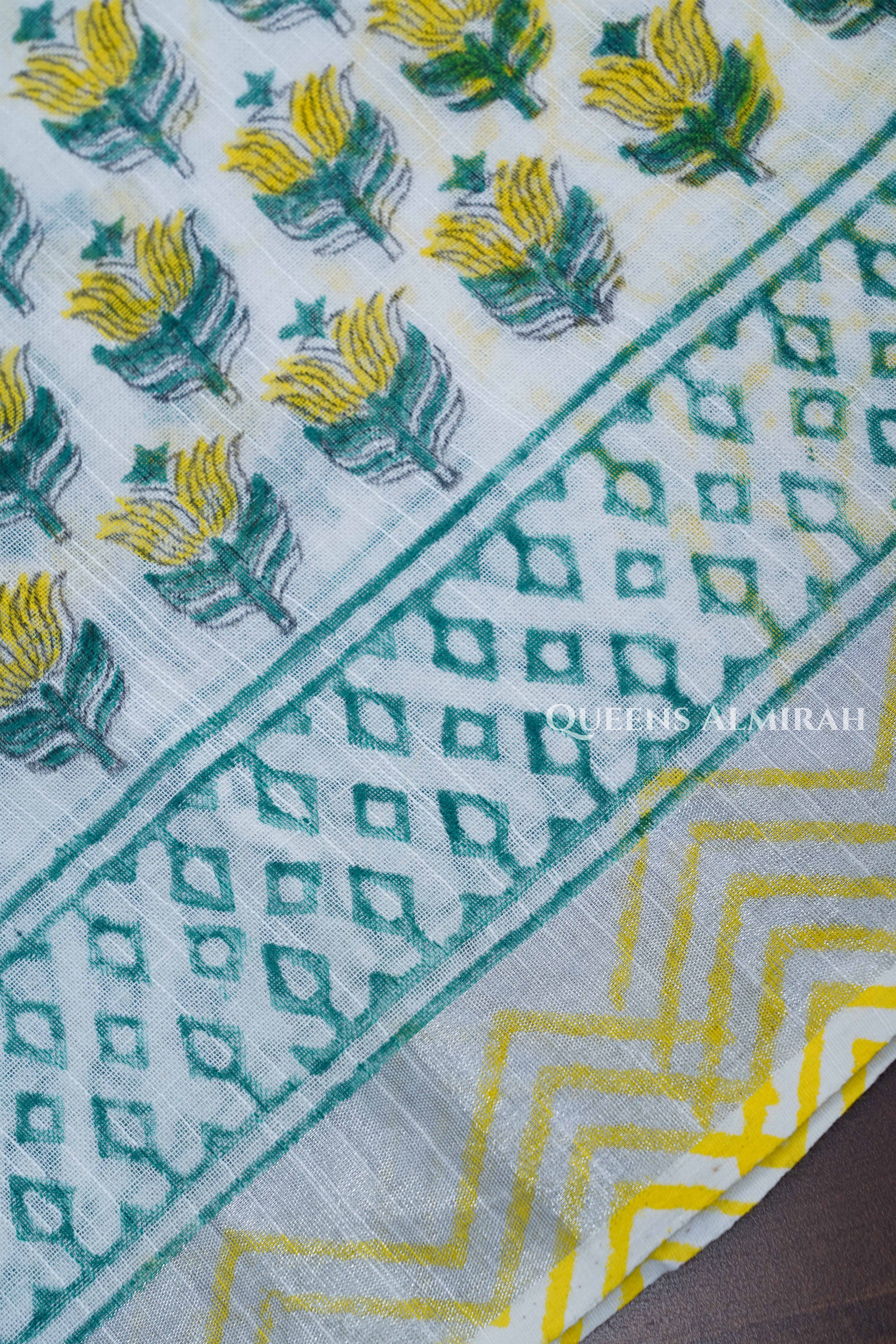 White Linen Cotton Saree