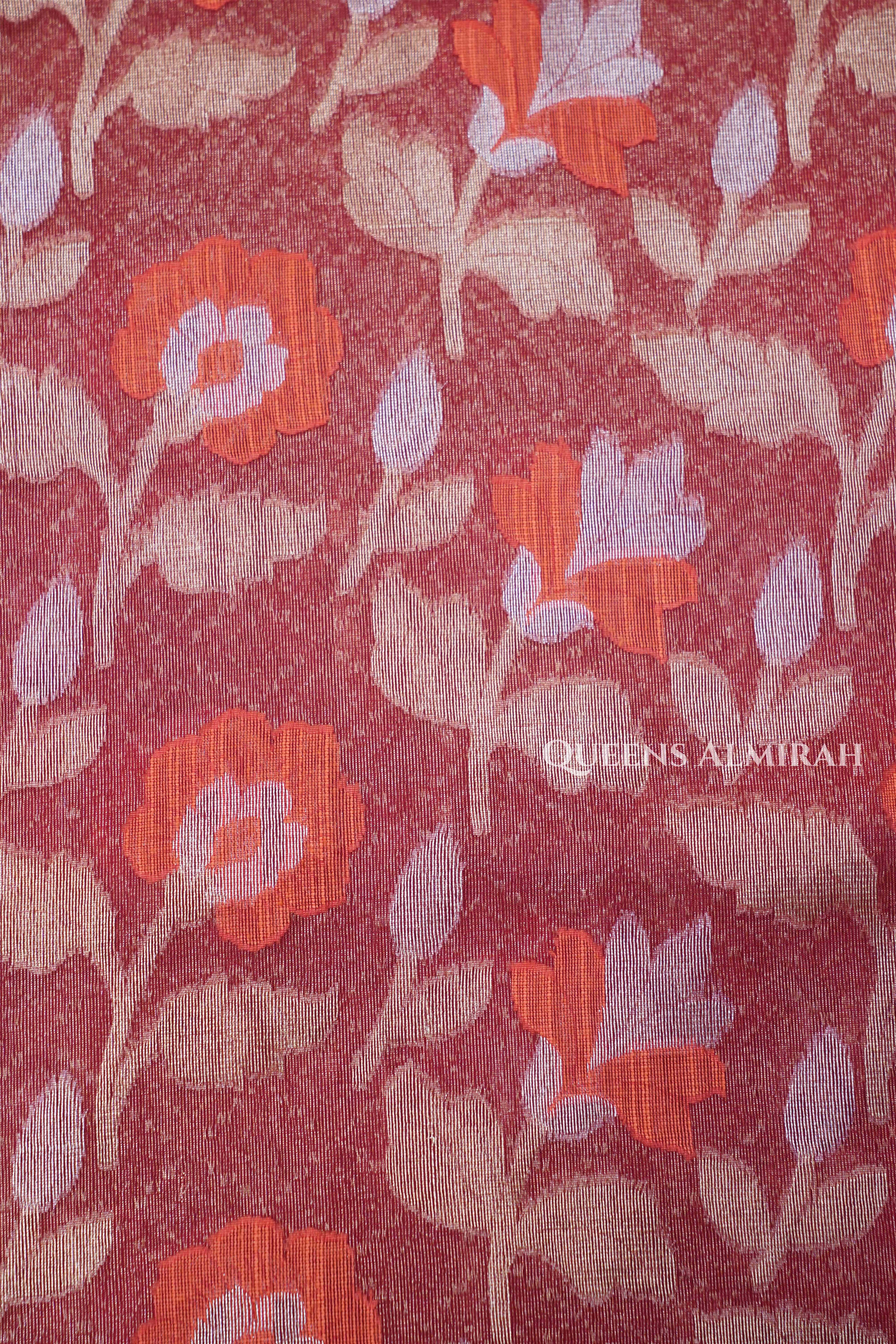Maroon Banarasi Organza Silk Saree