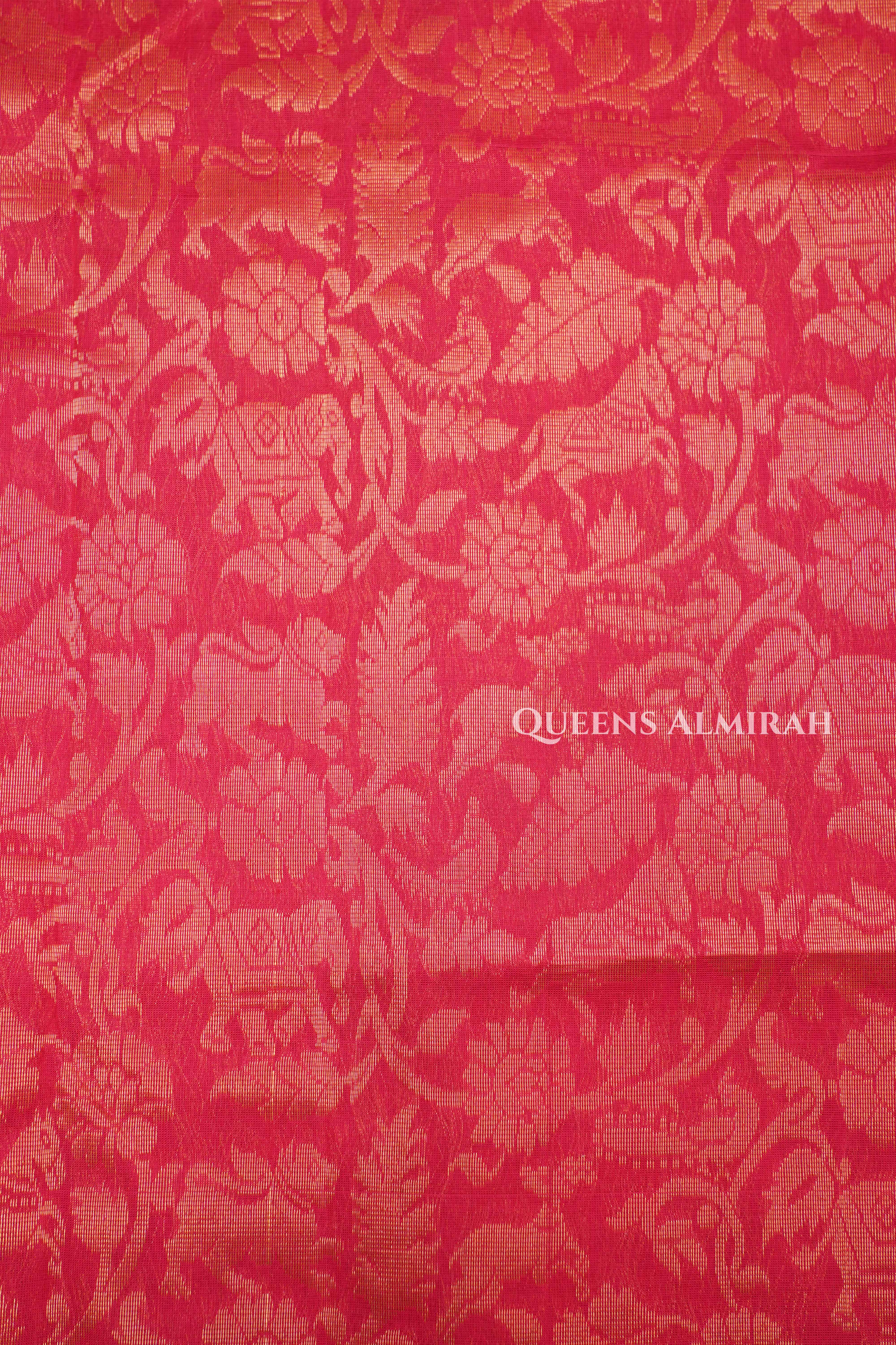 Red Vanasingaram Pure Kanchi Silk Cotton Saree