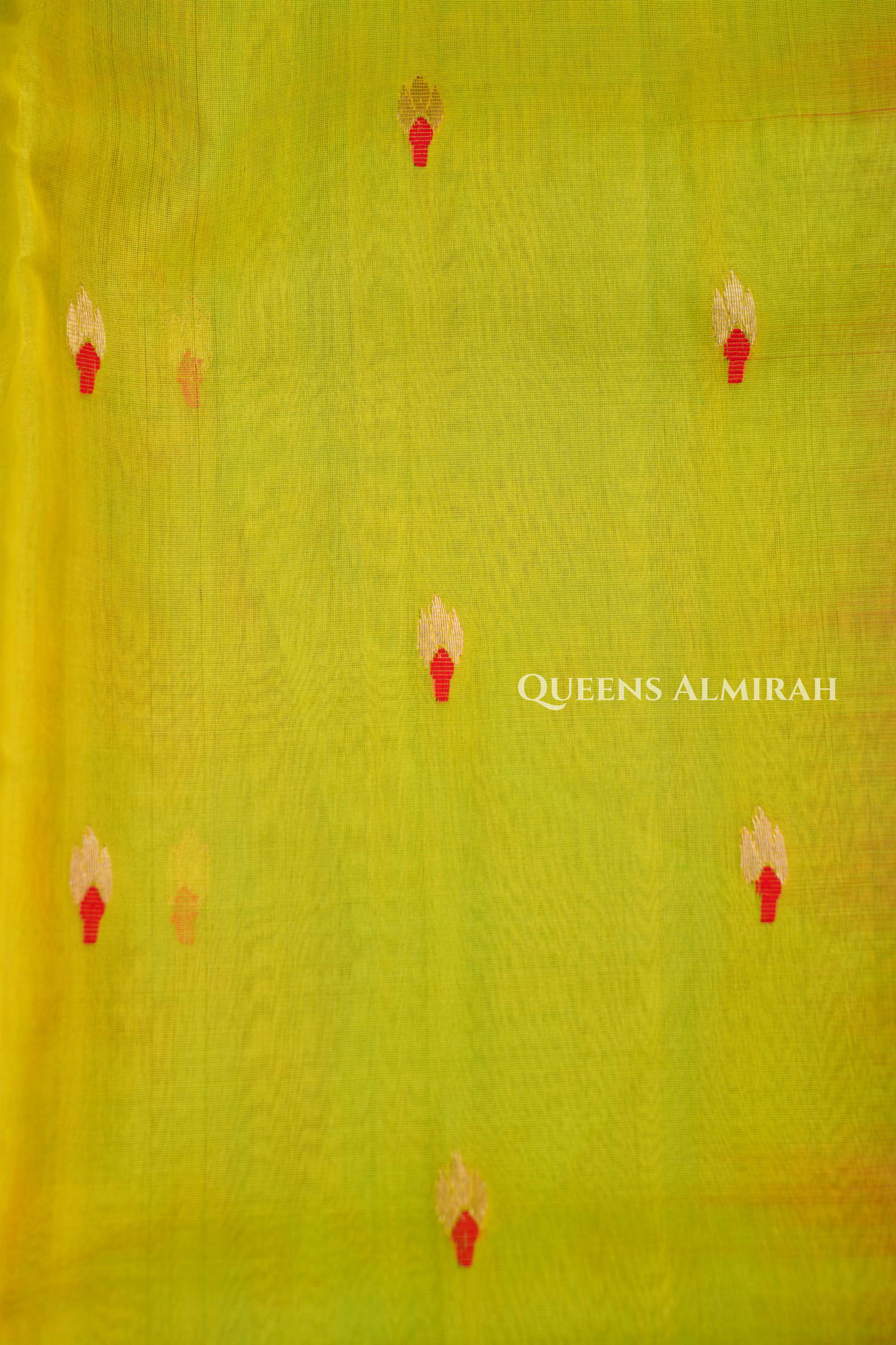 Shade Of Macaw Parrot -Chanderi Katan Silk Handloom Saree 1