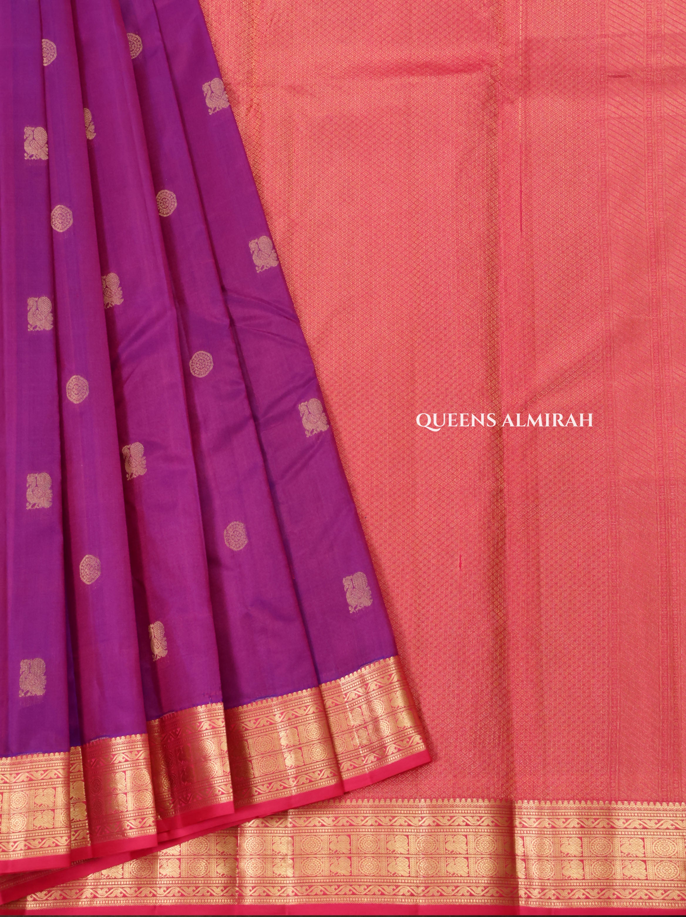 Purple With Pink Pure Kanchivaram Silk Saree