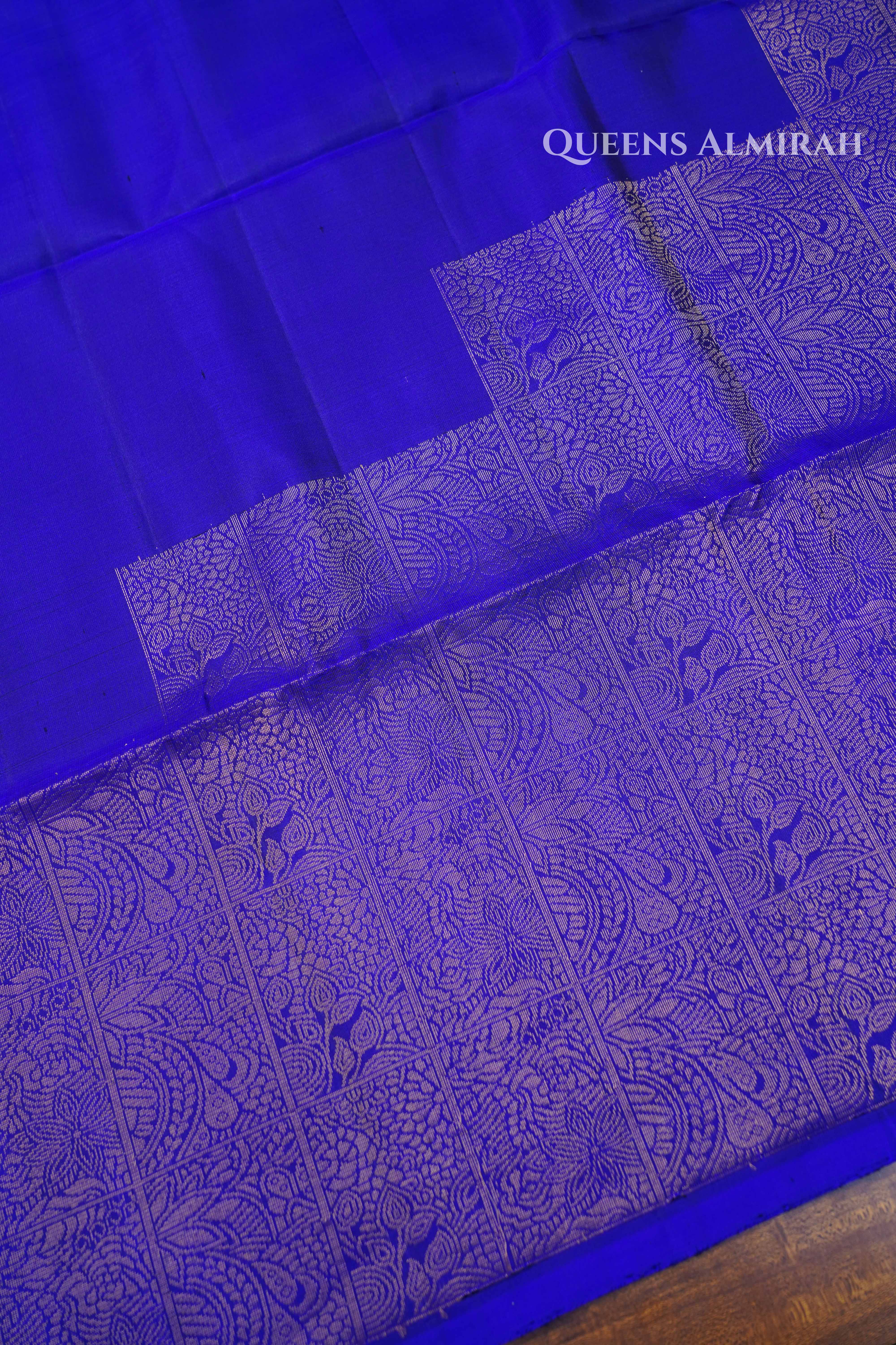 Indigo Raising Border Pure Soft Silk Saree