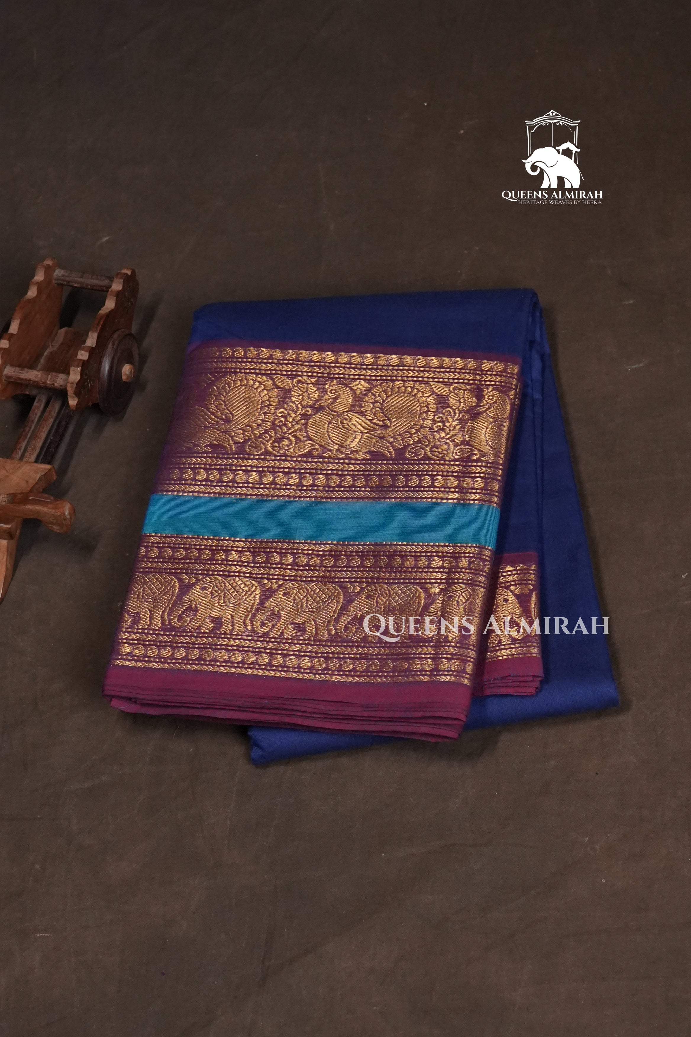 Blue With Maroon Kanchi Cotton Saree