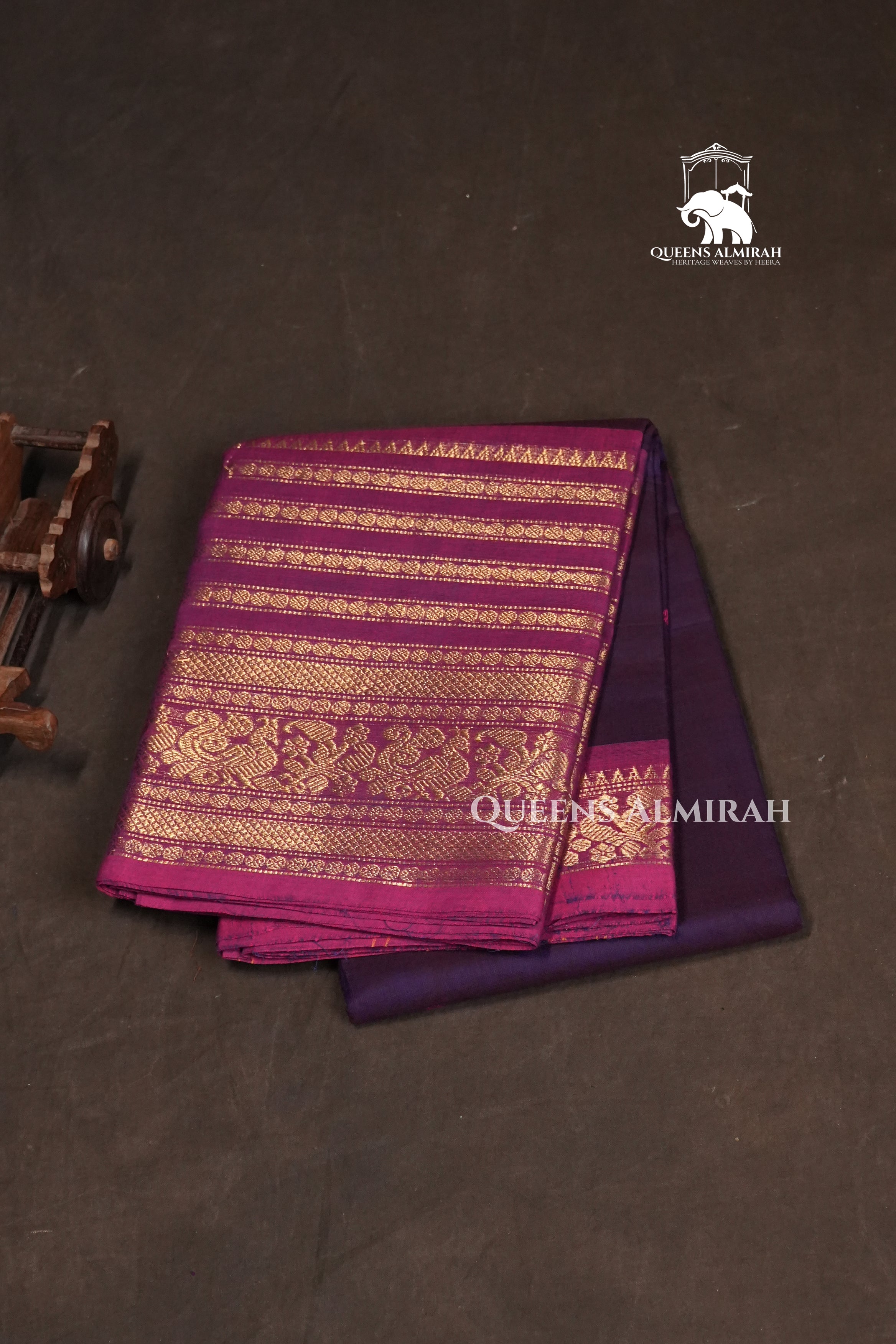 Dark Purple With Pink Kanchi Cotton Saree