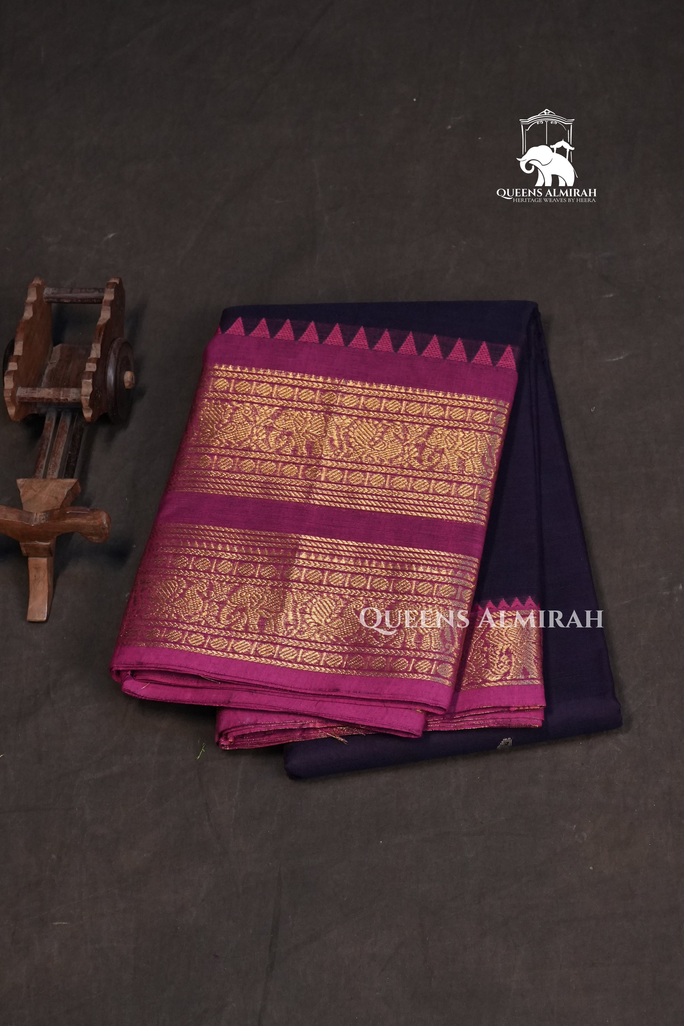 Deep Purple With Pink Kanchi Cotton Saree