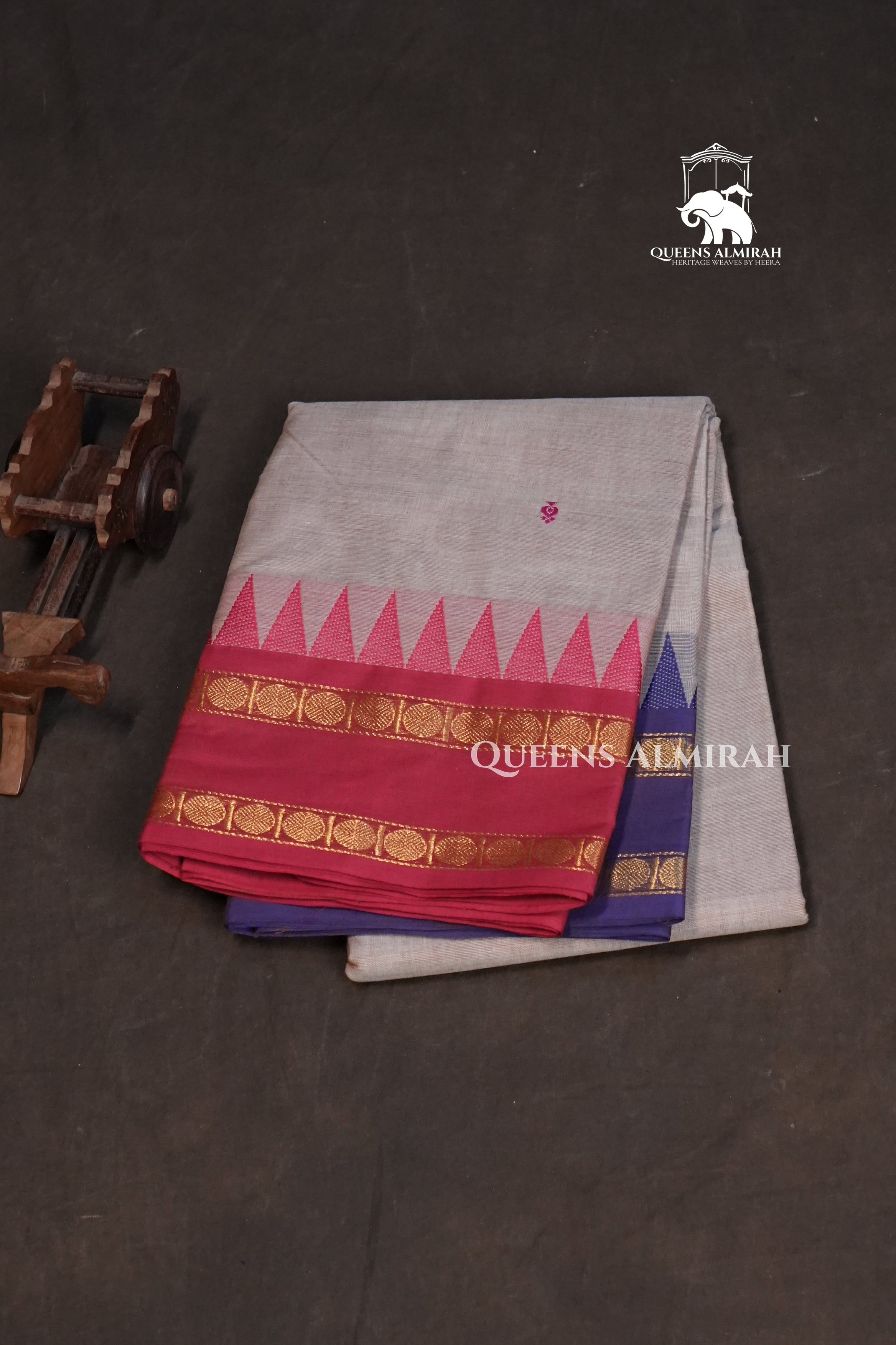 Ash With Ganga Jamuna Border Kanchi Cotton Saree