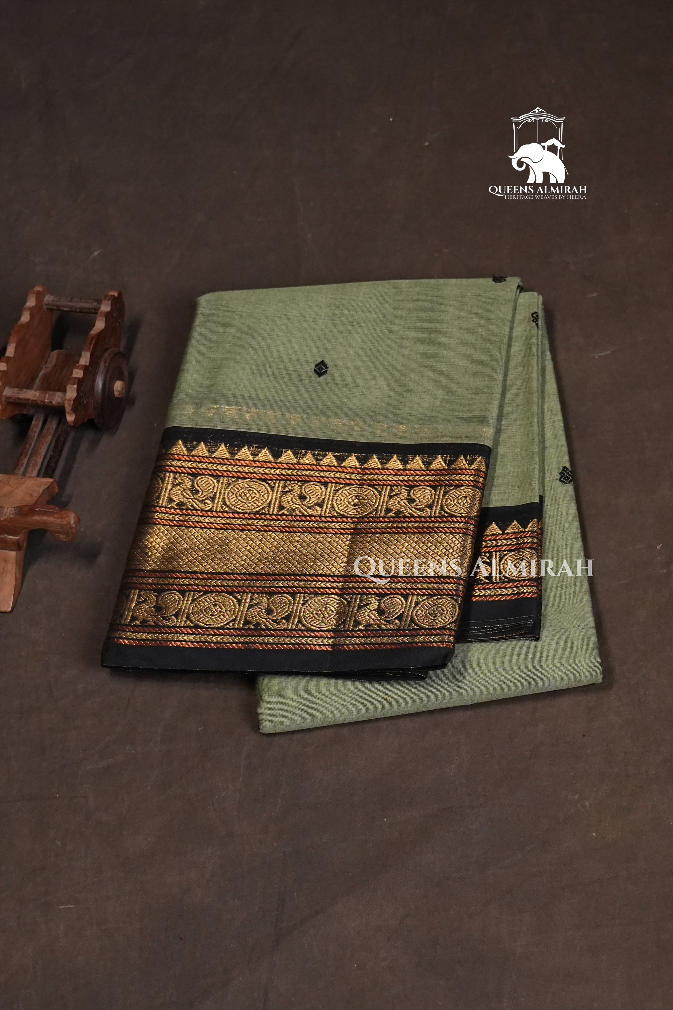 Grey With Black Kanchi Cotton Saree