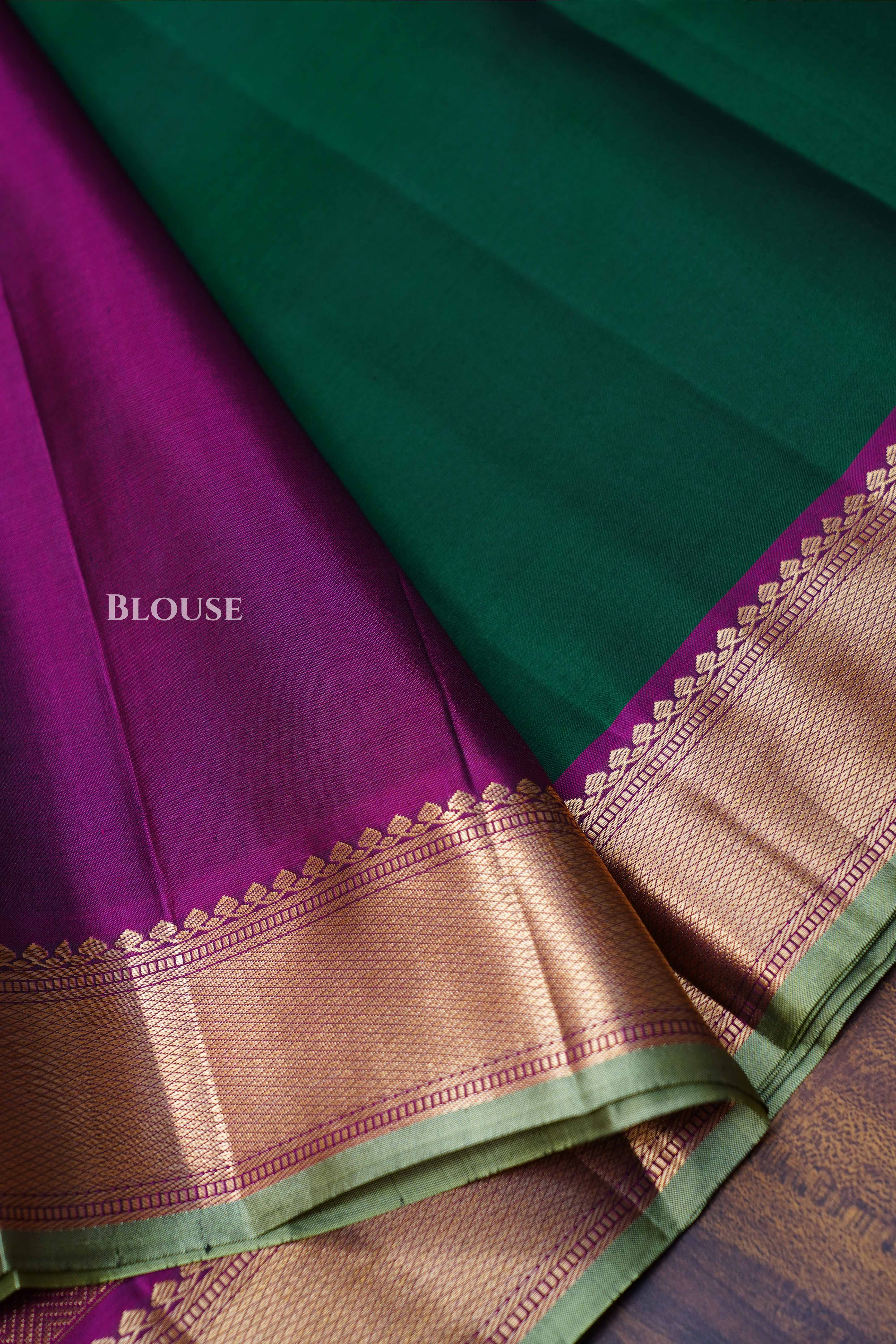 Dark Green Pure Kanchivaram Silk Saree