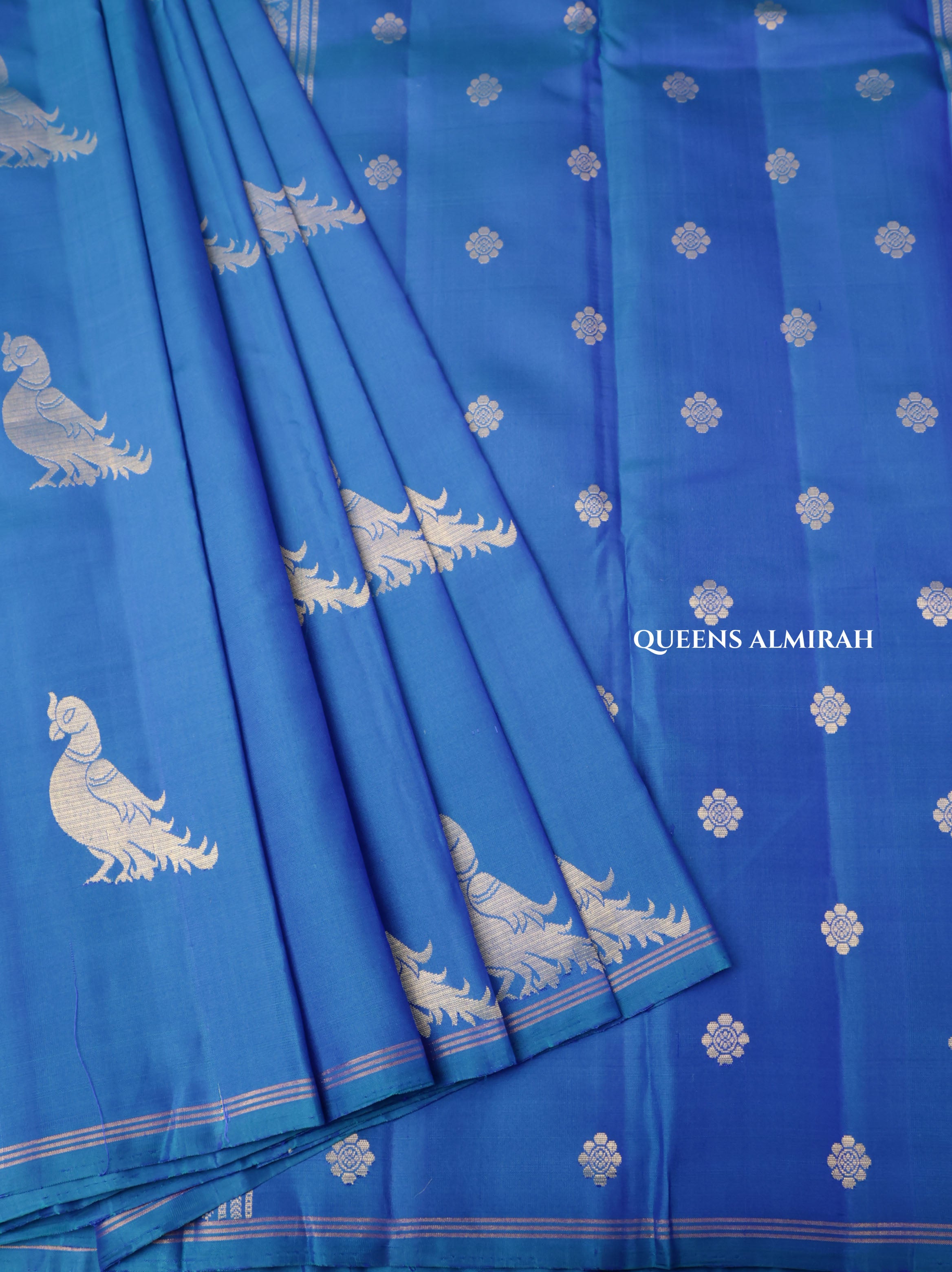 Peacock Blue Pure Kanchivaram Silk Saree