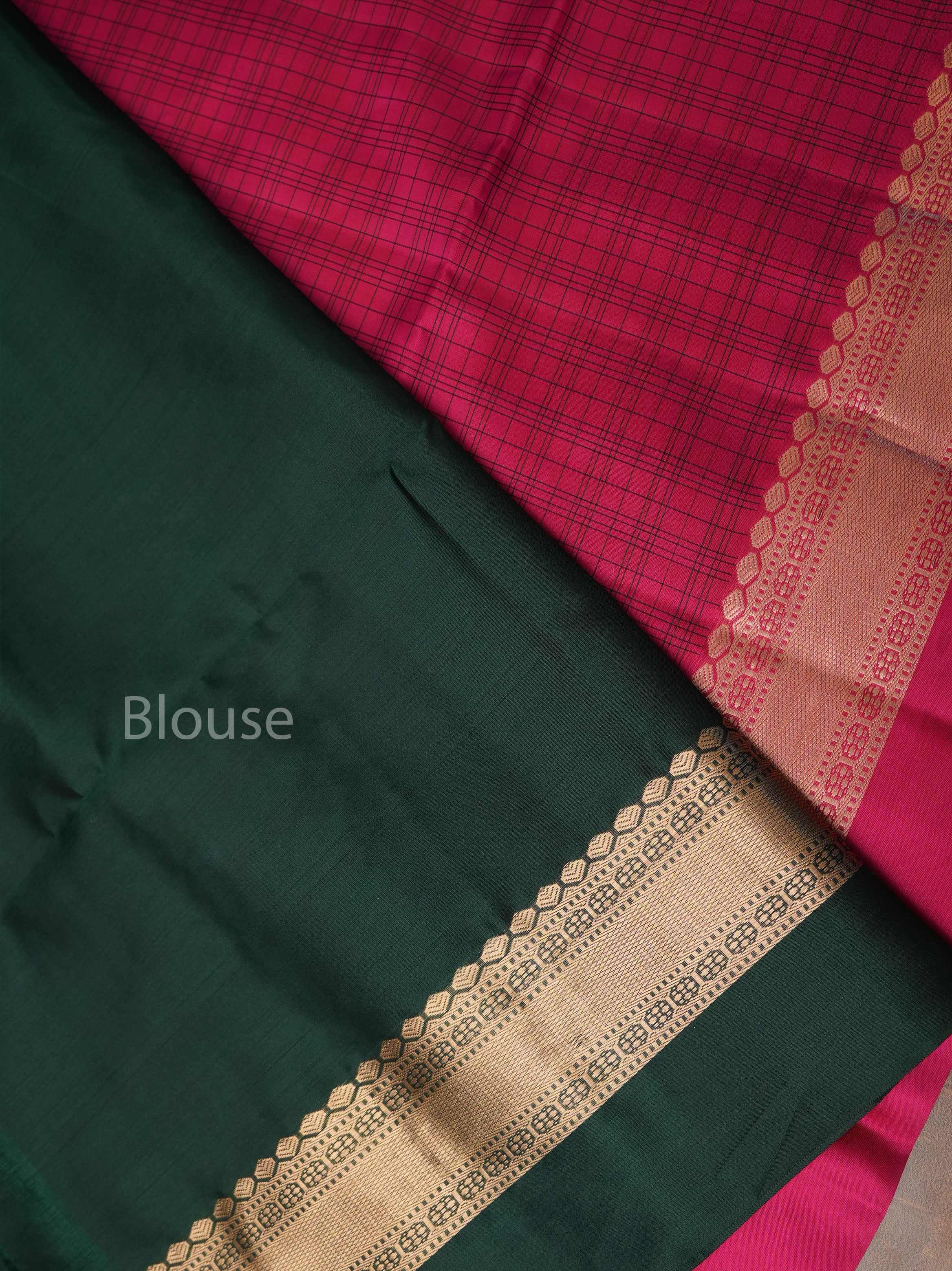Rani Pink With Dark Green Pure Soft Silk Saree