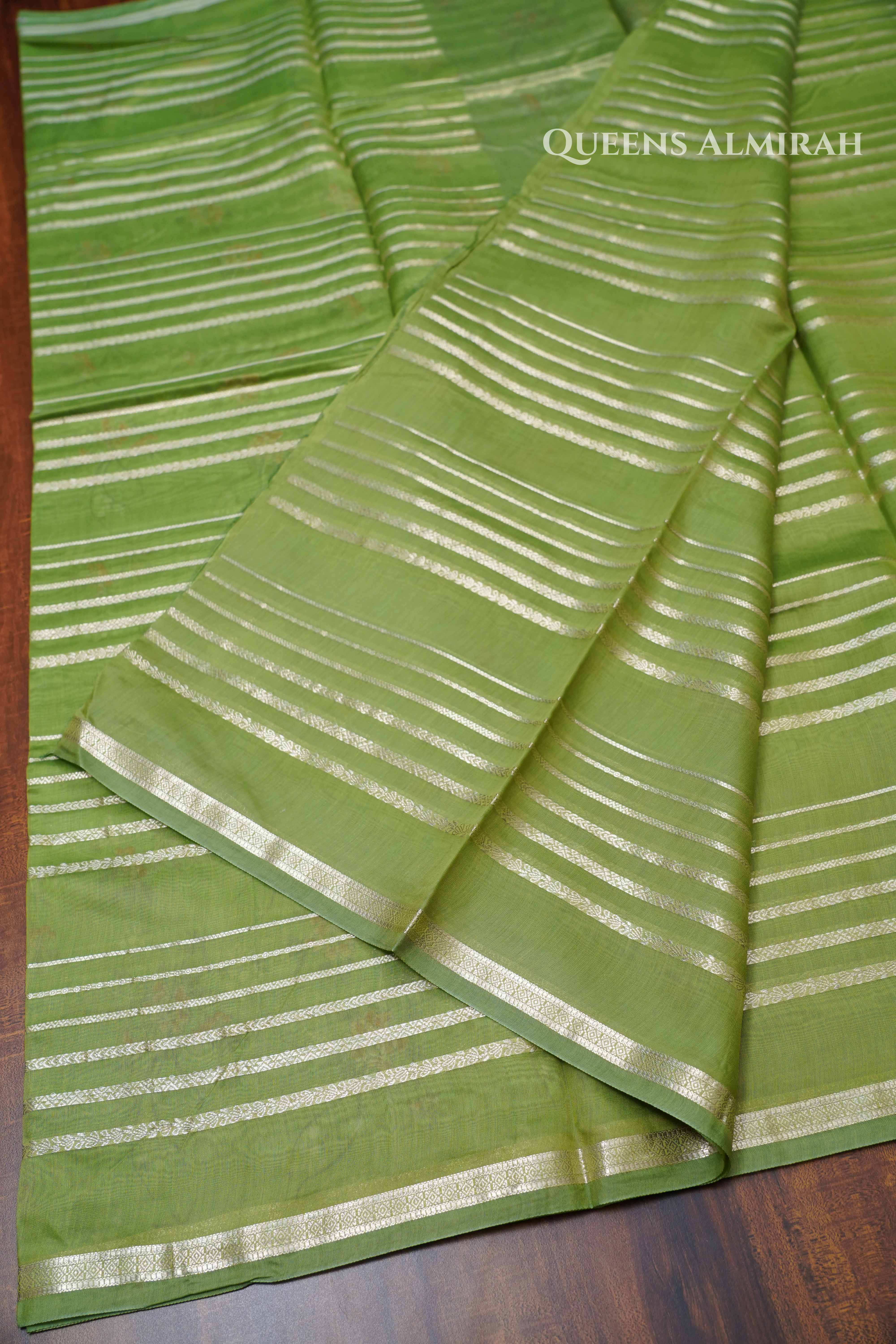 Kiwi Green Chanderi Silk Cotton Saree