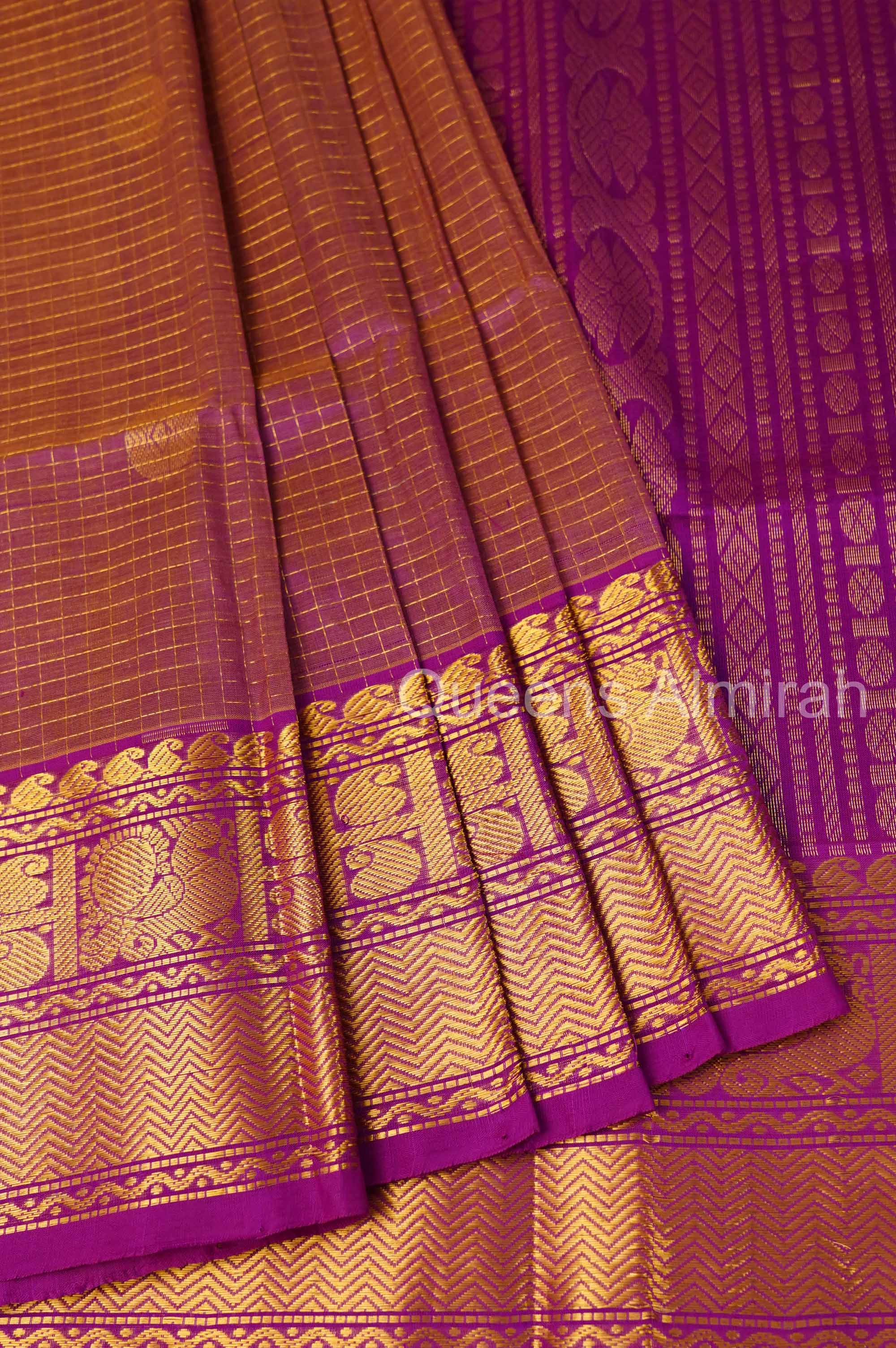 Dusky Rose With Purple Pure Silk Cotton Saree