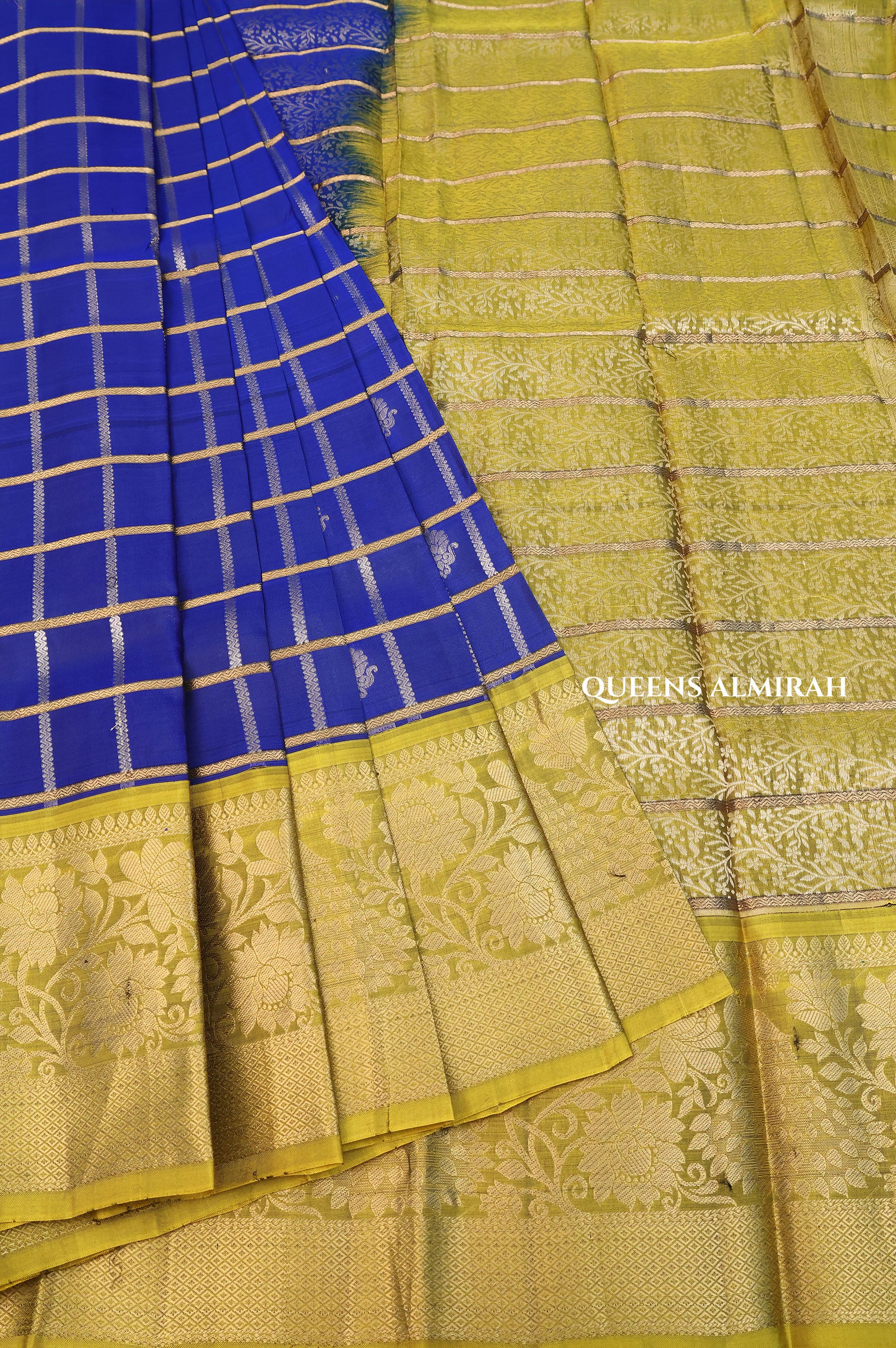 Navy Blue With Green Budget Kanchivaram Silk Saree