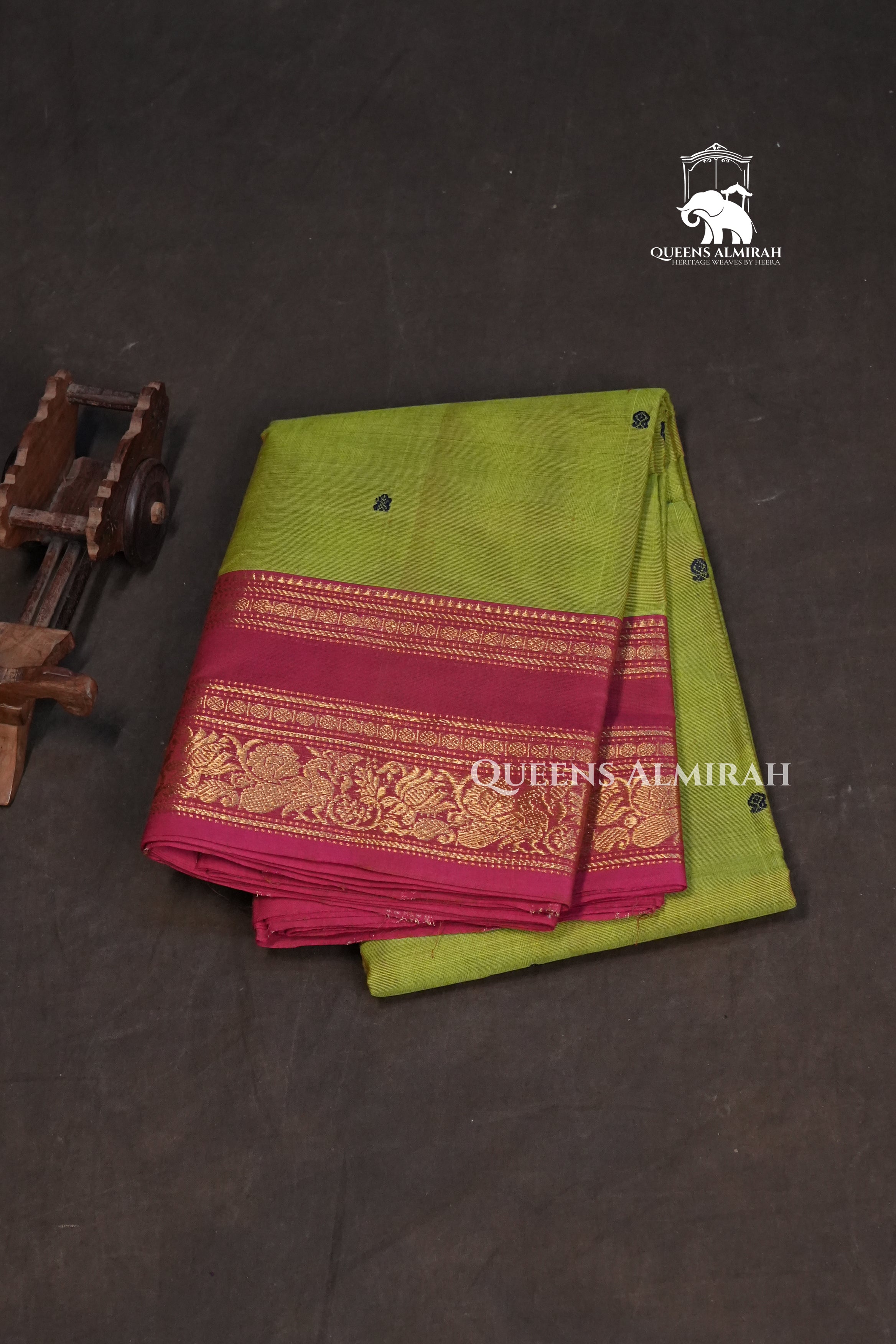 Green With Red Kanchi Cotton Saree