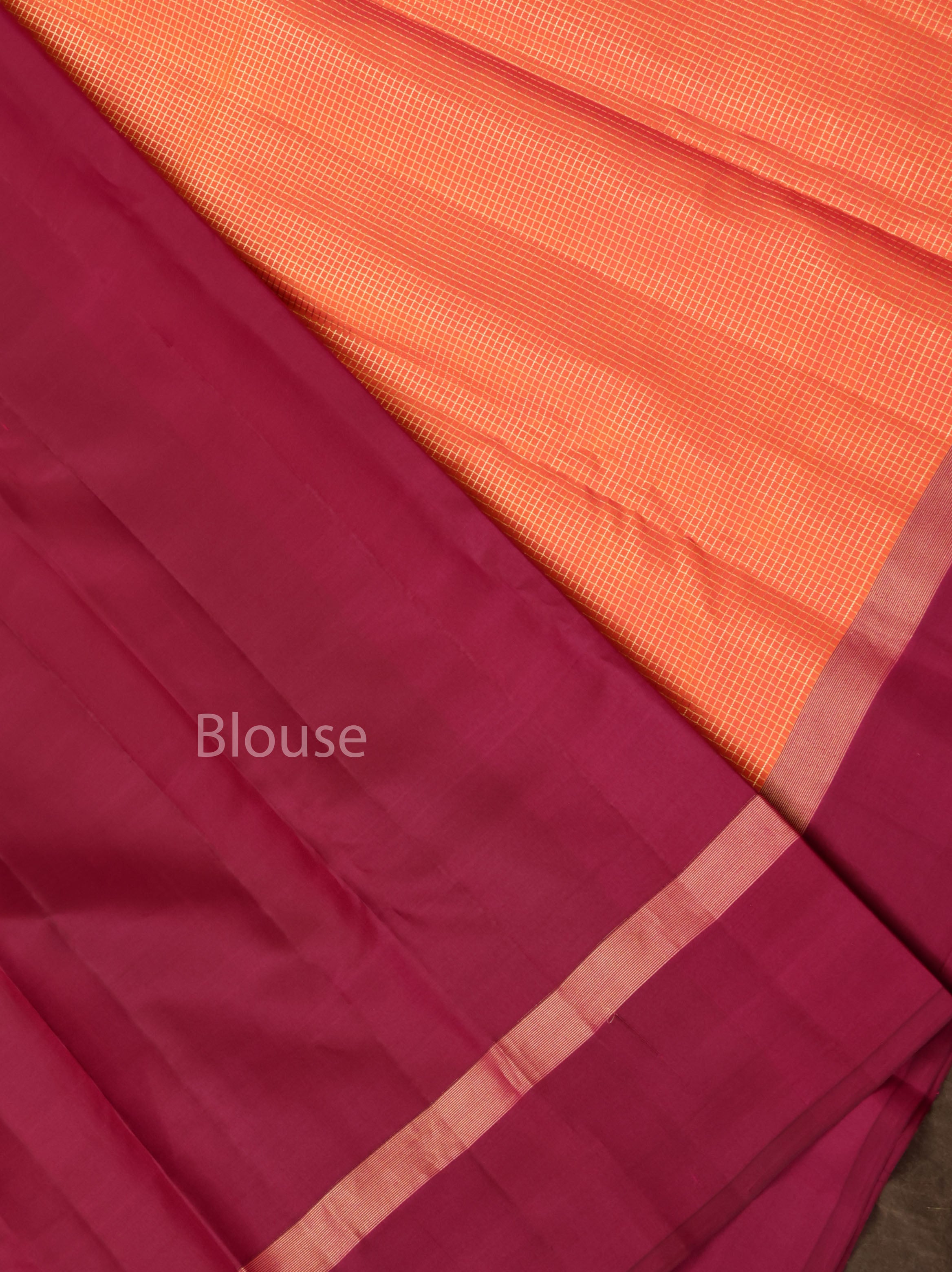 Orange With Purple Pure Kanchivaram Silk Saree