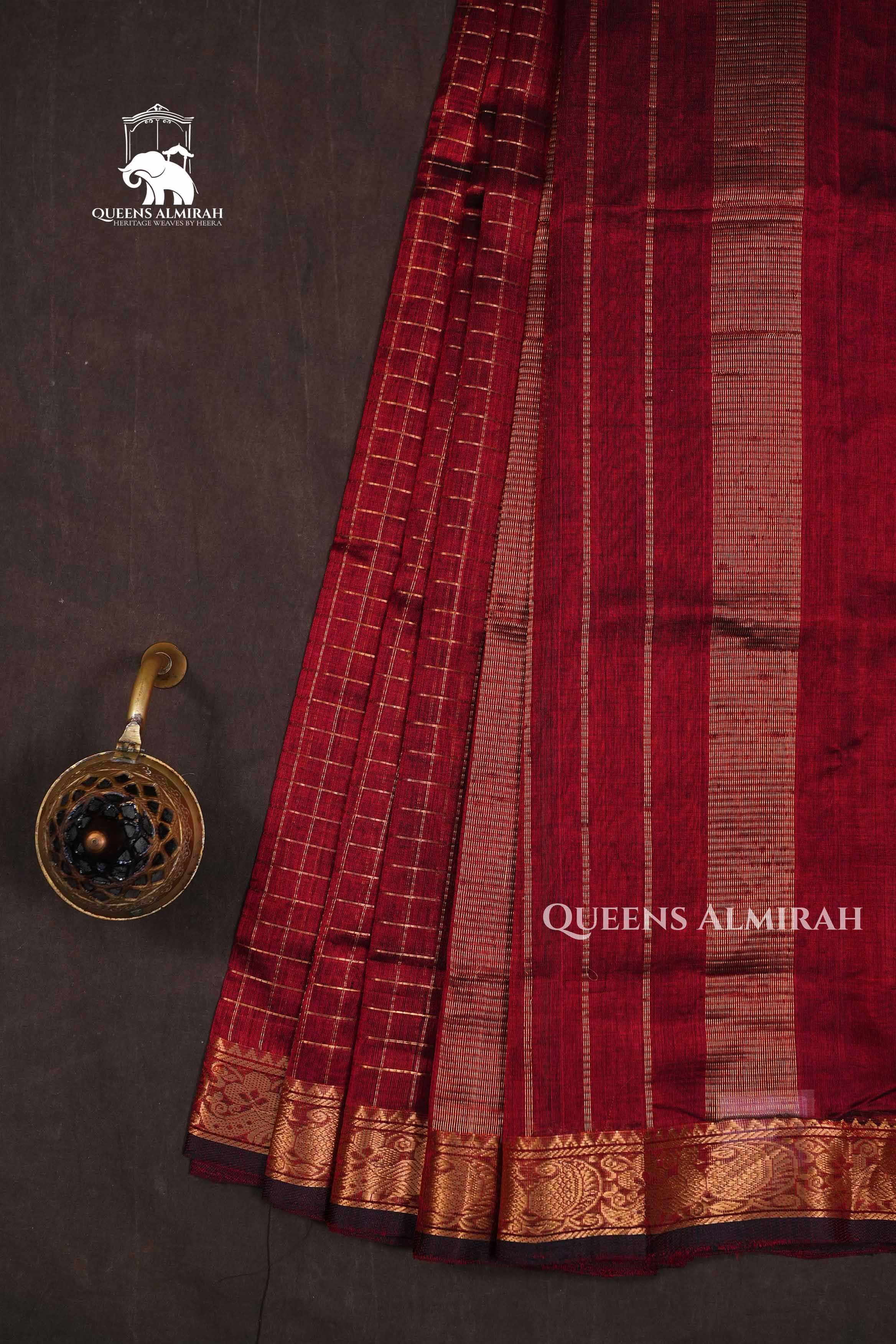Maroon Pure Silk Cotton Saree