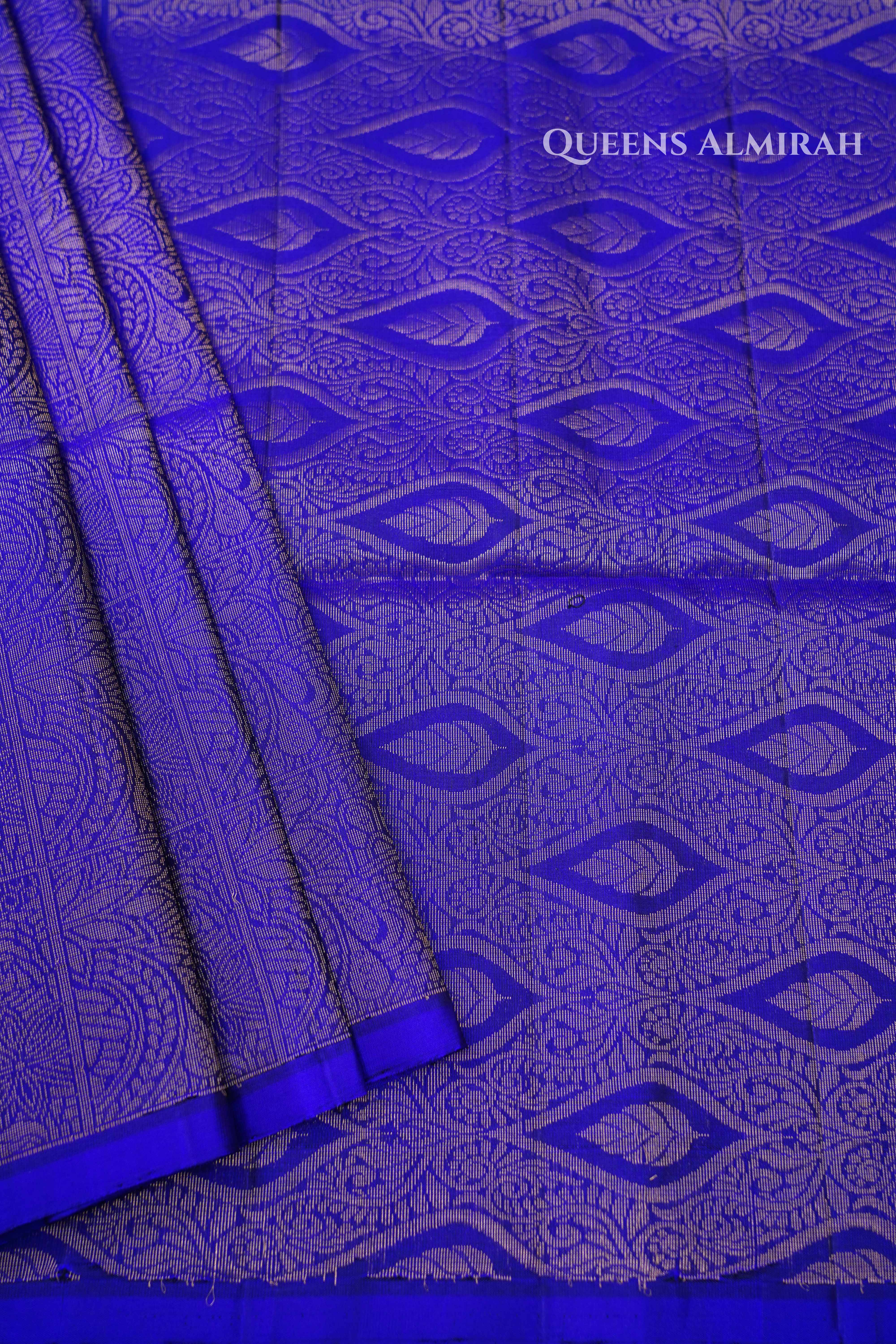 Indigo Raising Border Pure Soft Silk Saree