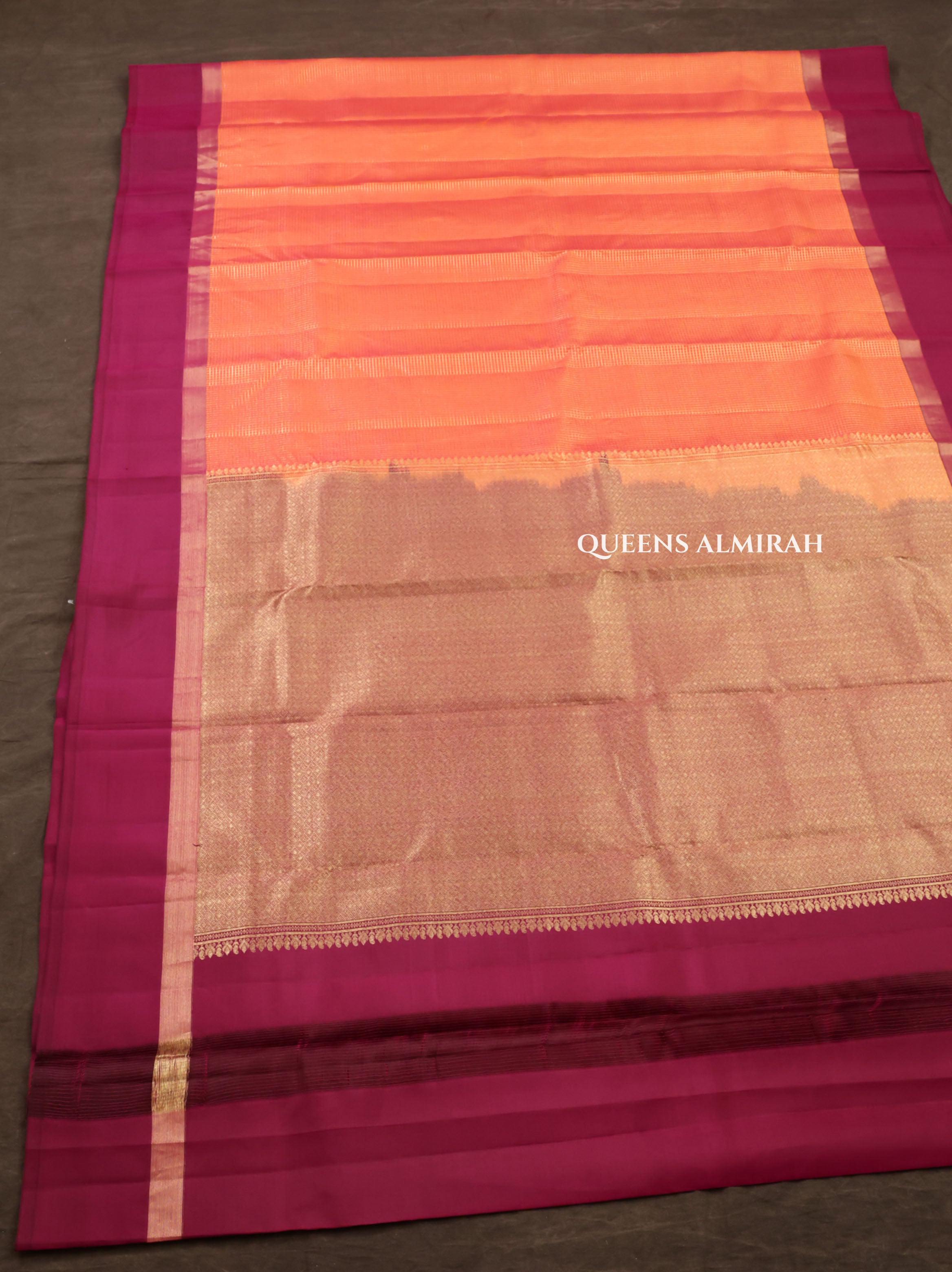 Orange With Purple Pure Kanchivaram Silk Saree