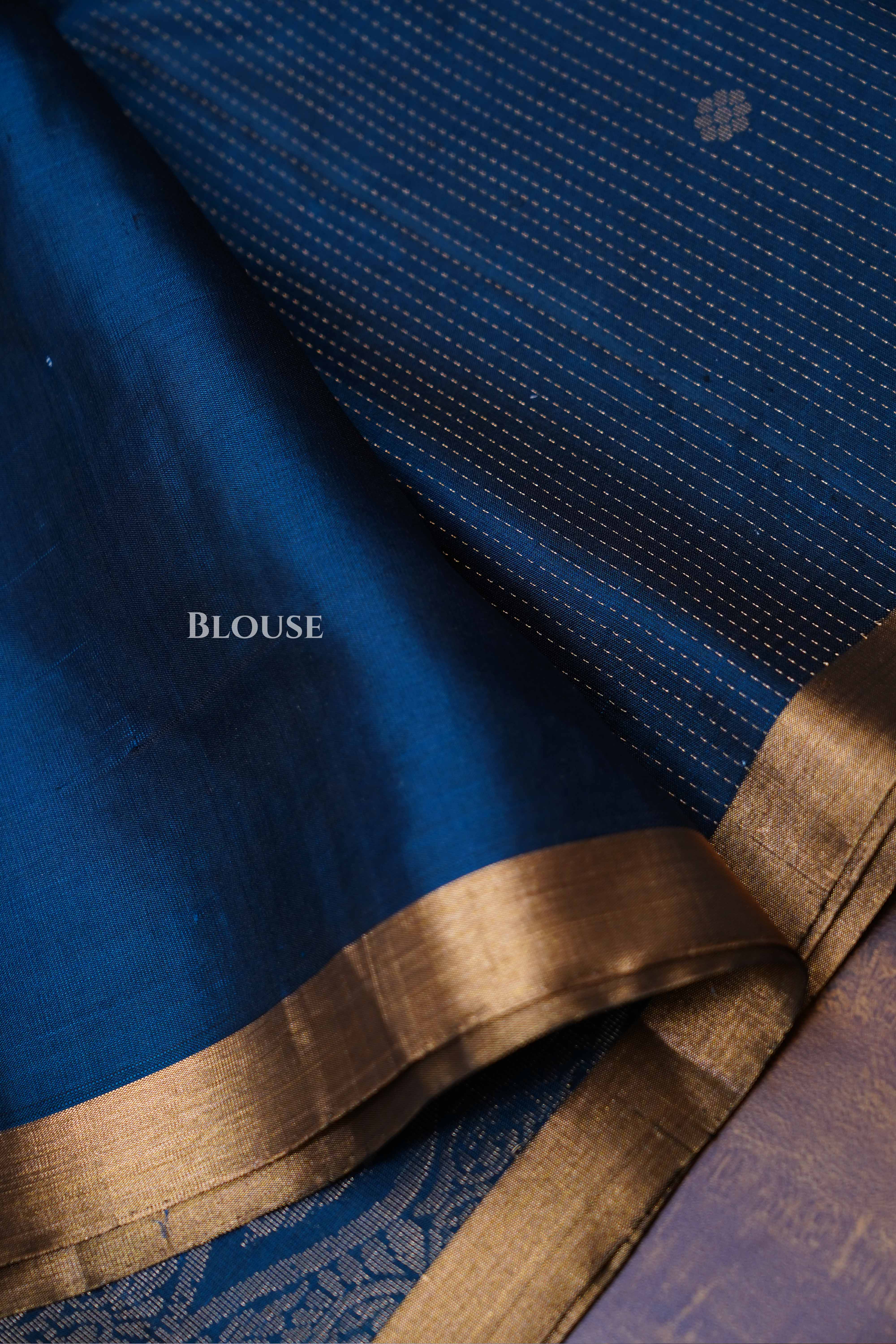 Steel Blue Vairaoosi Pure Soft Silk Saree