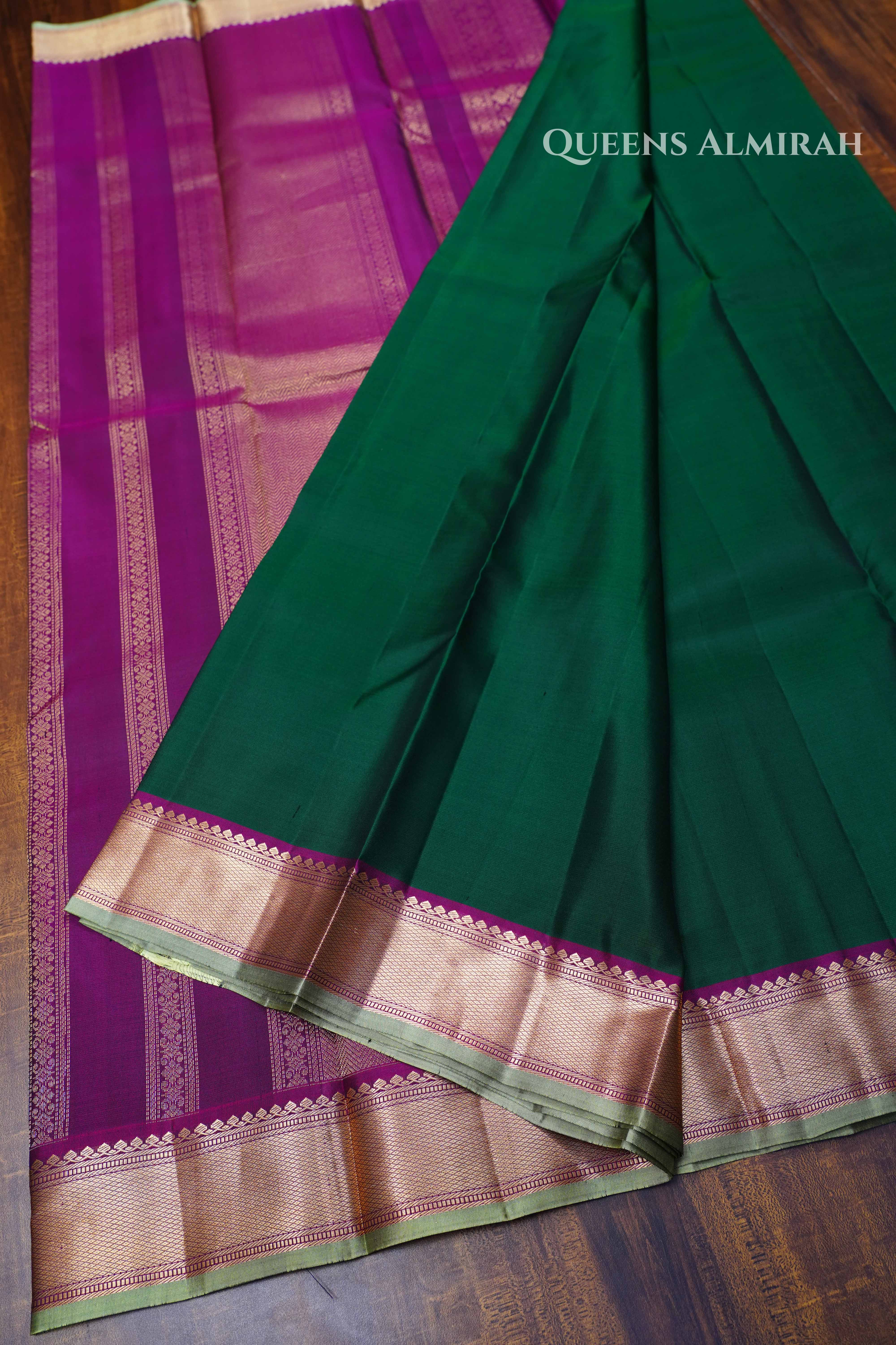 Dark Green Pure Kanchivaram Silk Saree