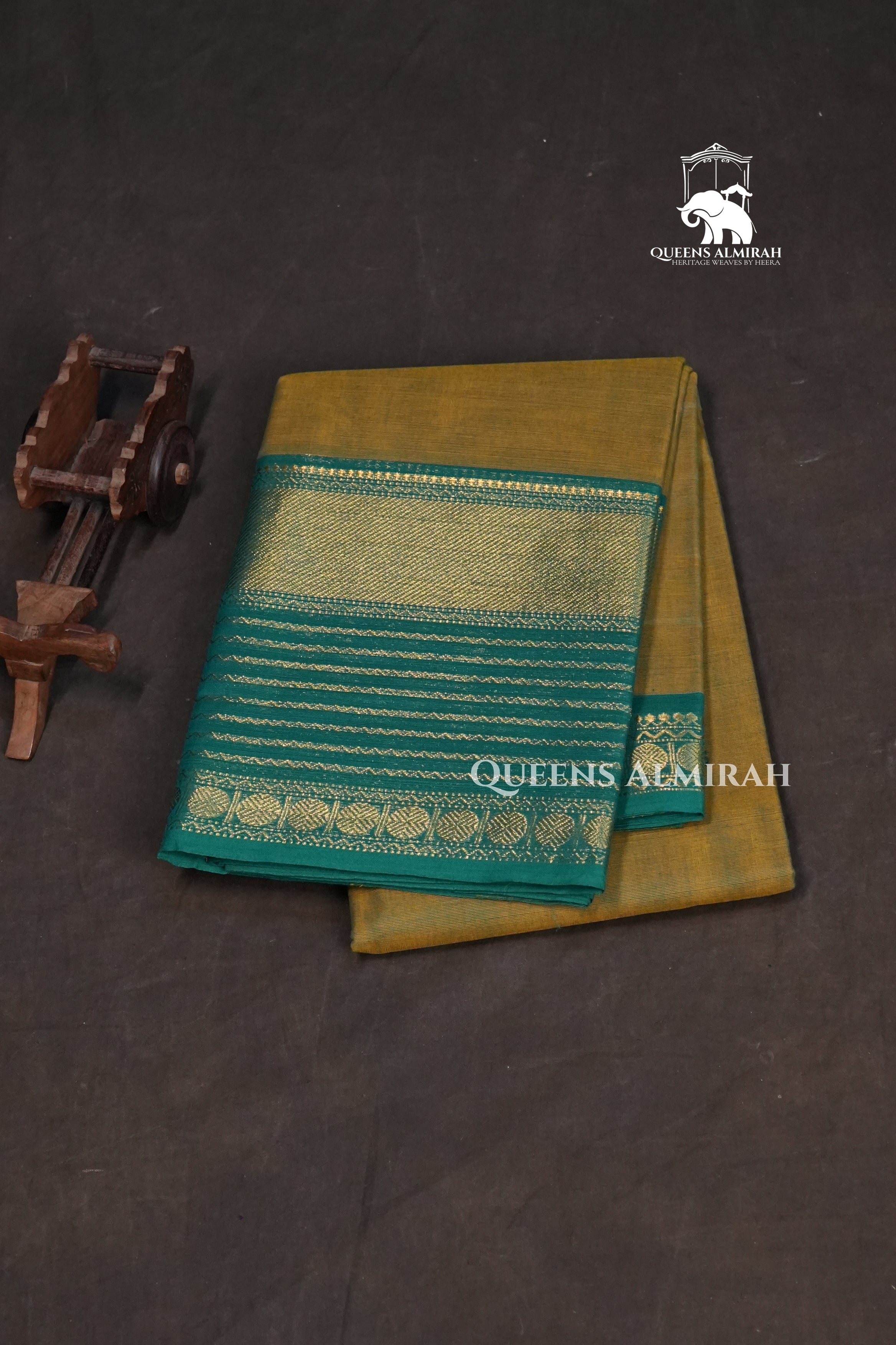 Mustard With Green Kanchi Cotton Saree
