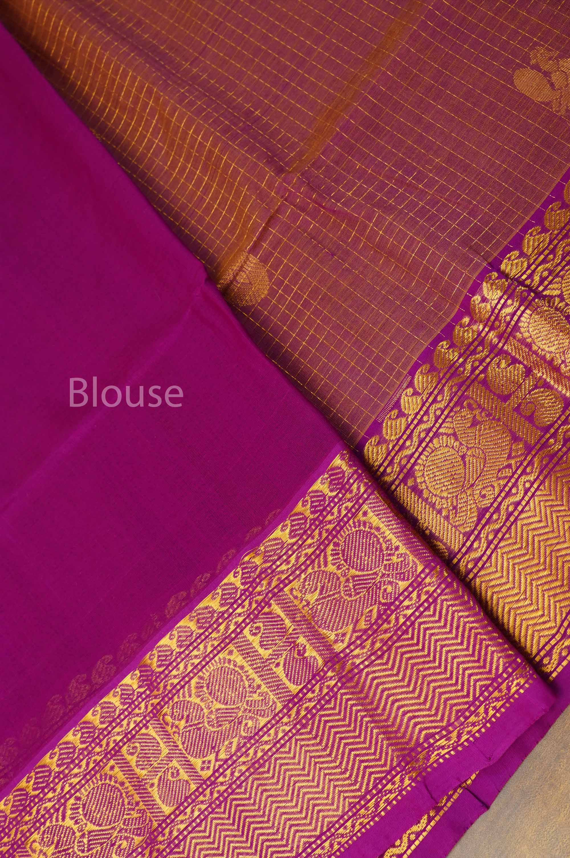 Dusky Rose With Purple Pure Silk Cotton Saree