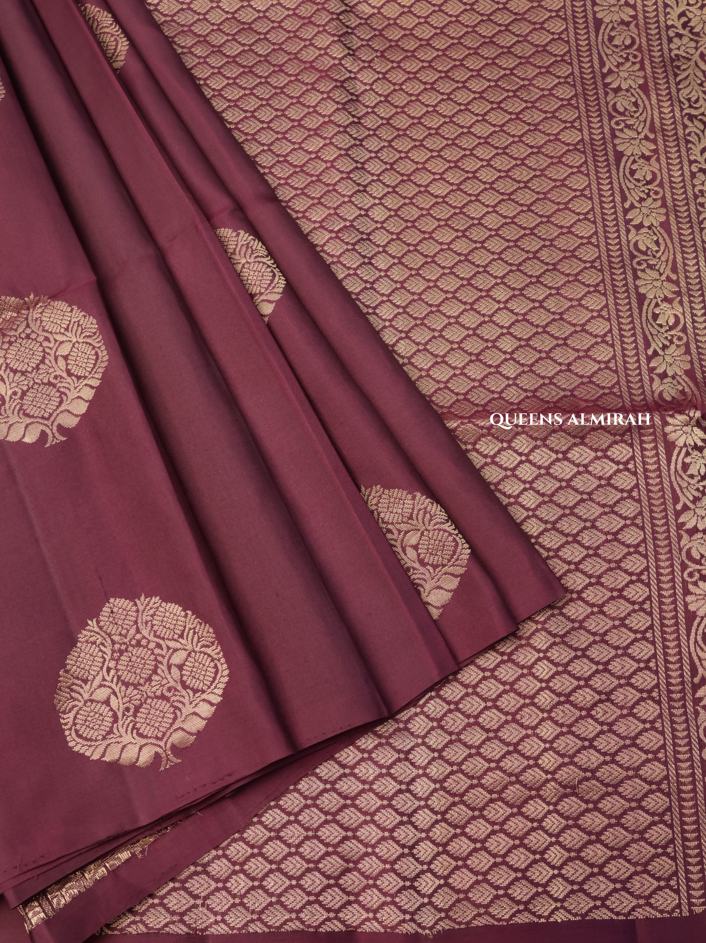 Araku Maroon Pure Soft Silk Saree