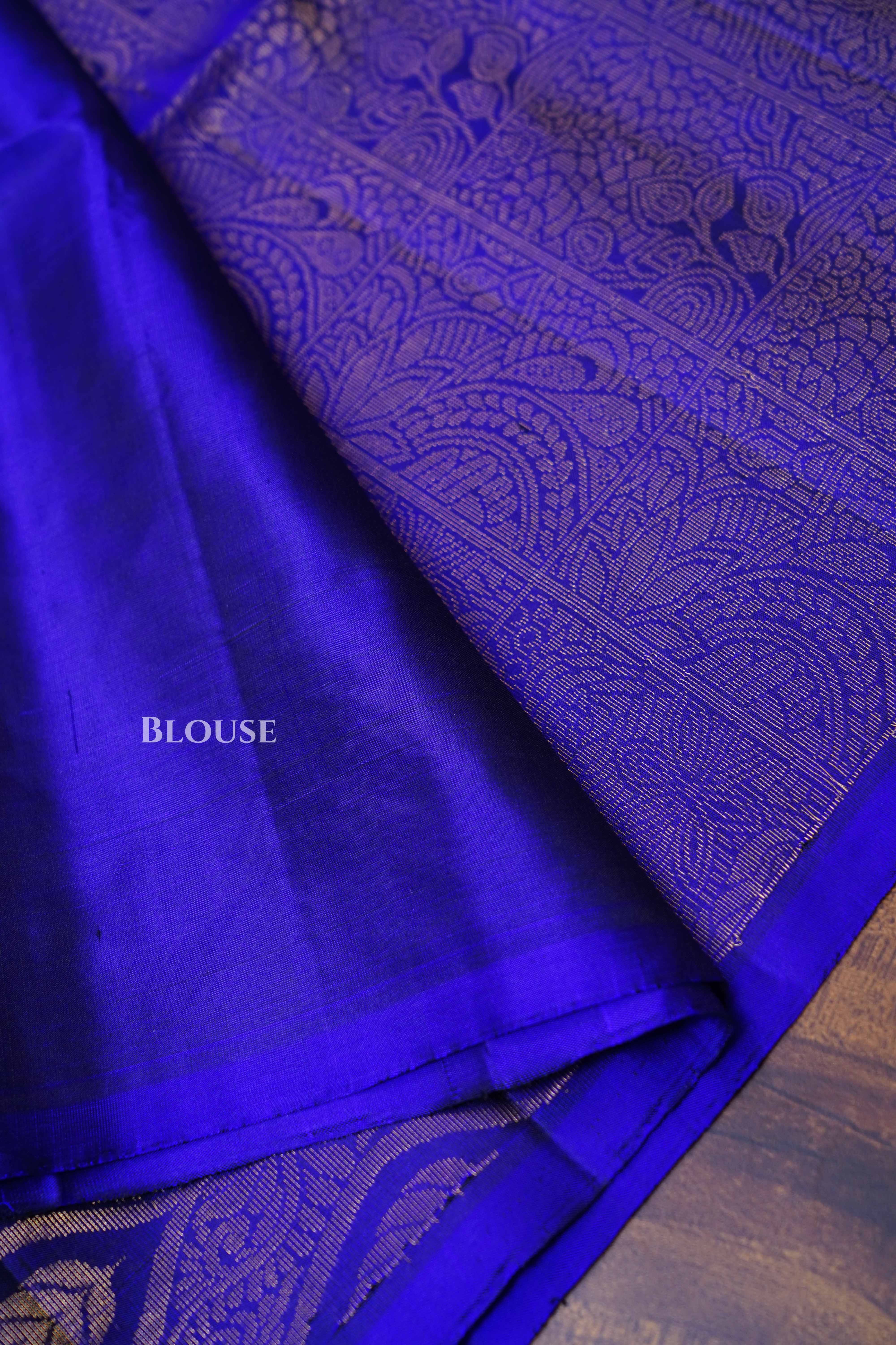 Indigo Raising Border Pure Soft Silk Saree