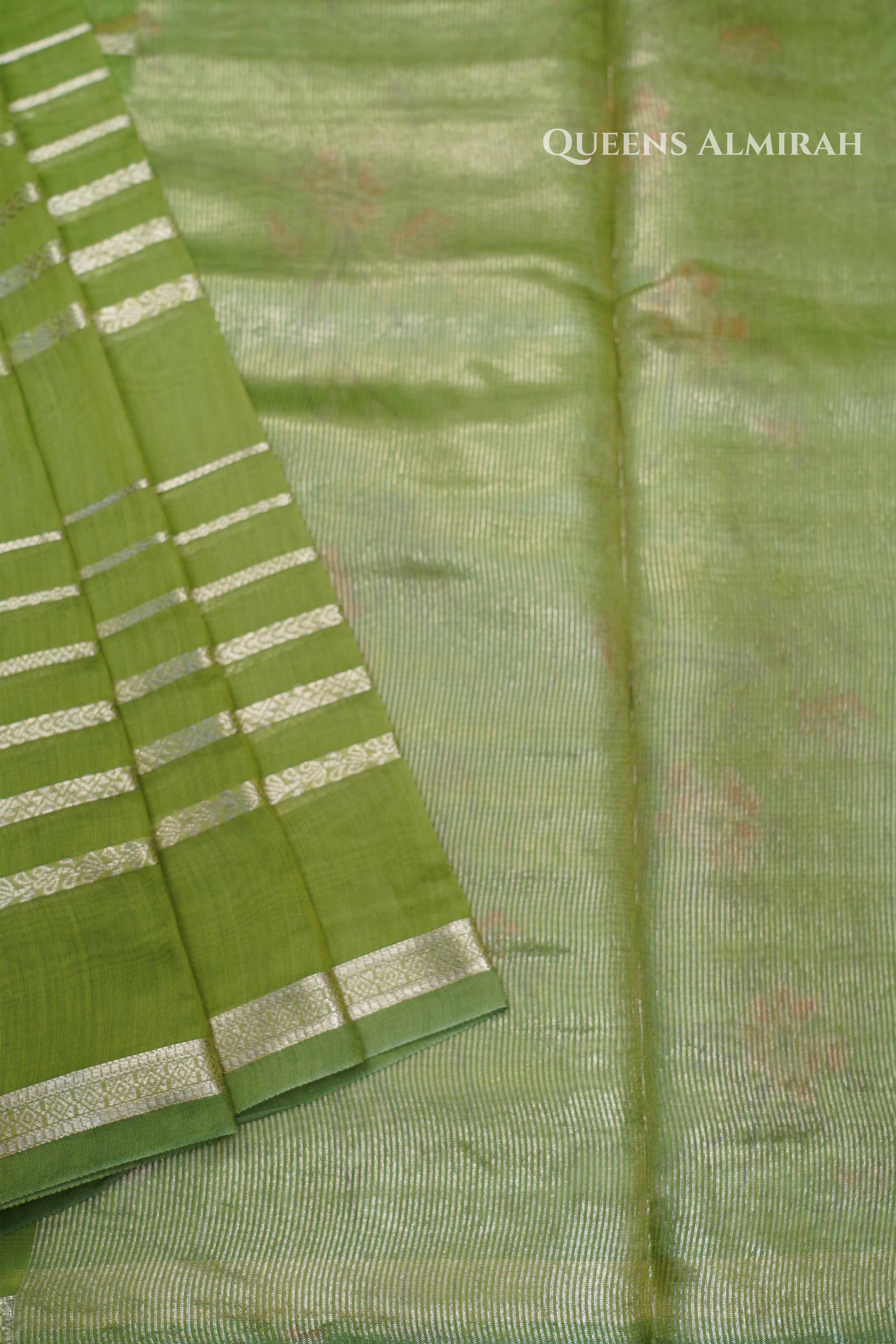 Kiwi Green Chanderi Silk Cotton Saree