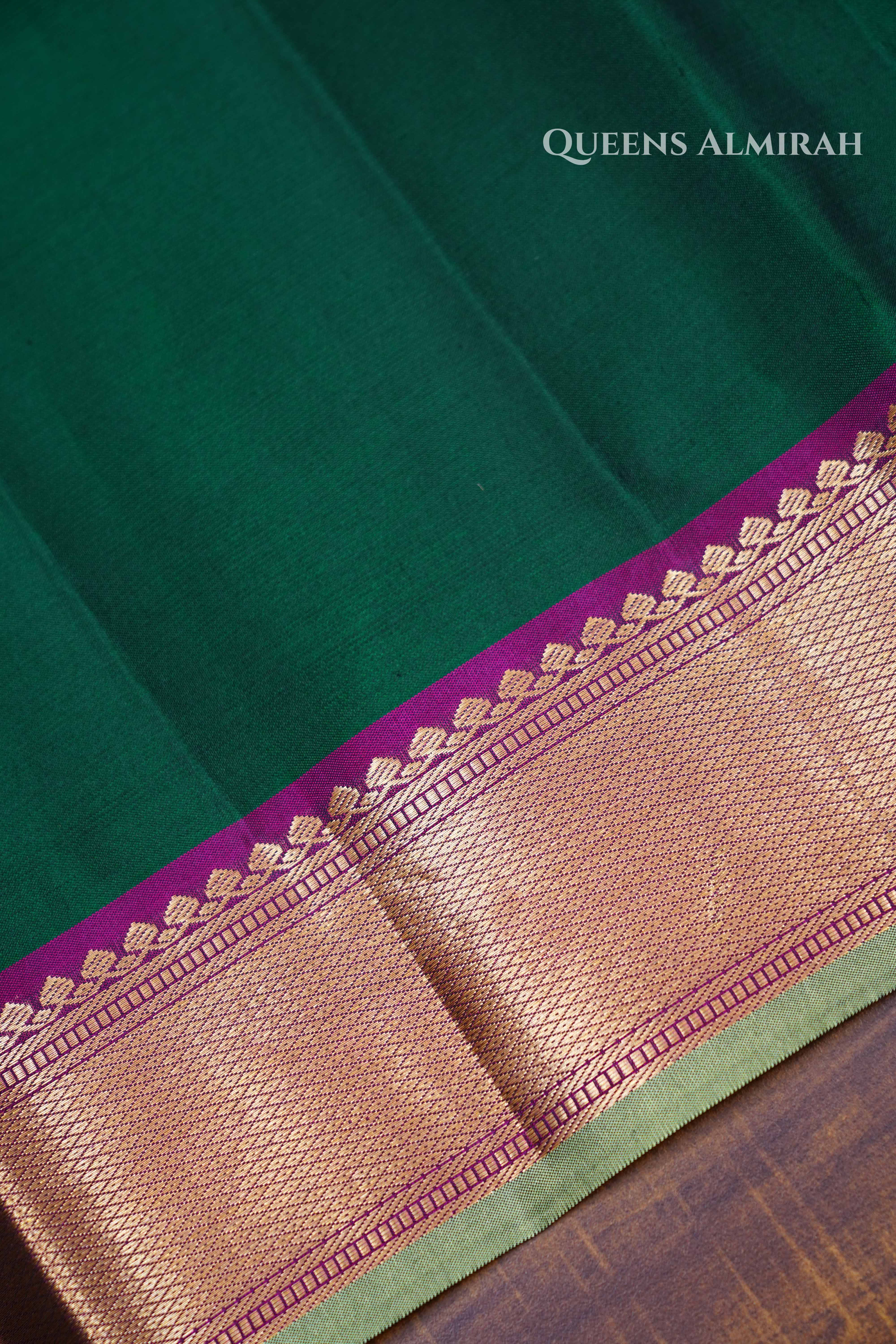 Dark Green Pure Kanchivaram Silk Saree
