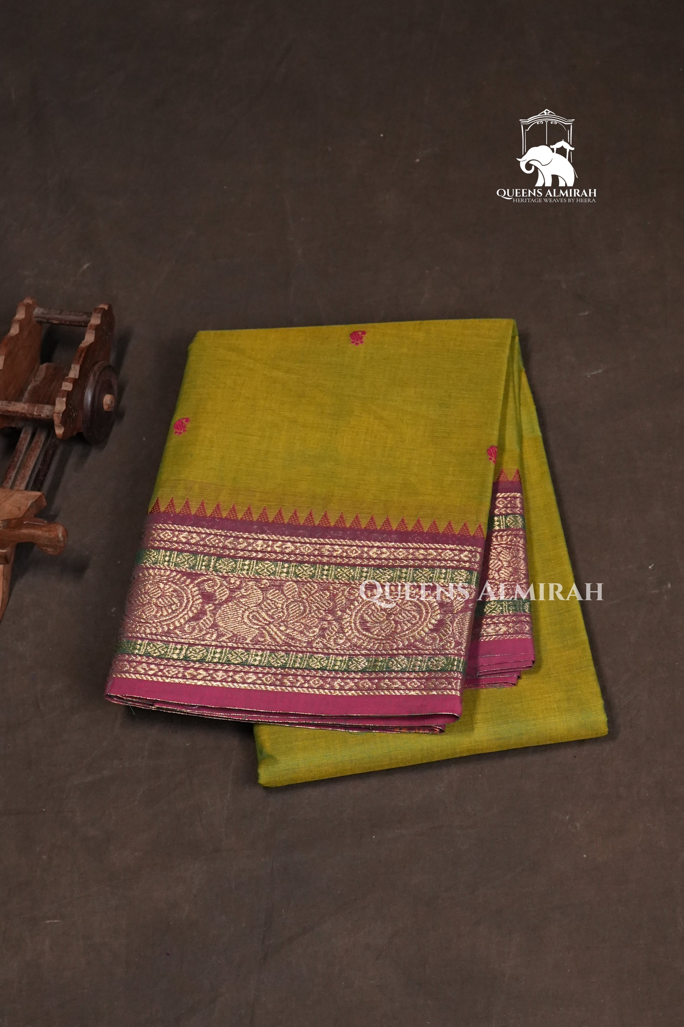Green With Pink Kanchi Cotton Saree