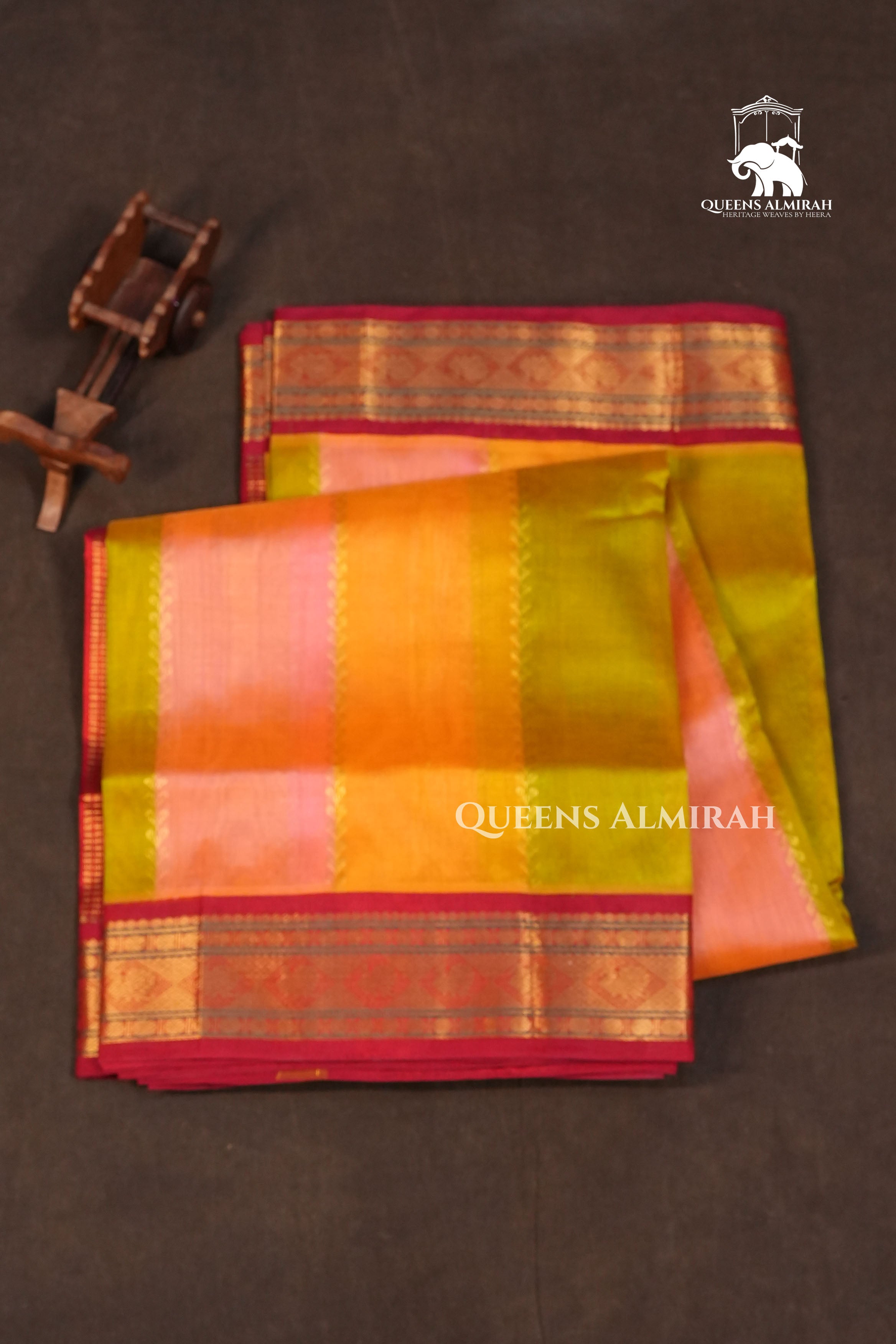 Multi Color With Red Pure Silk Cotton Saree