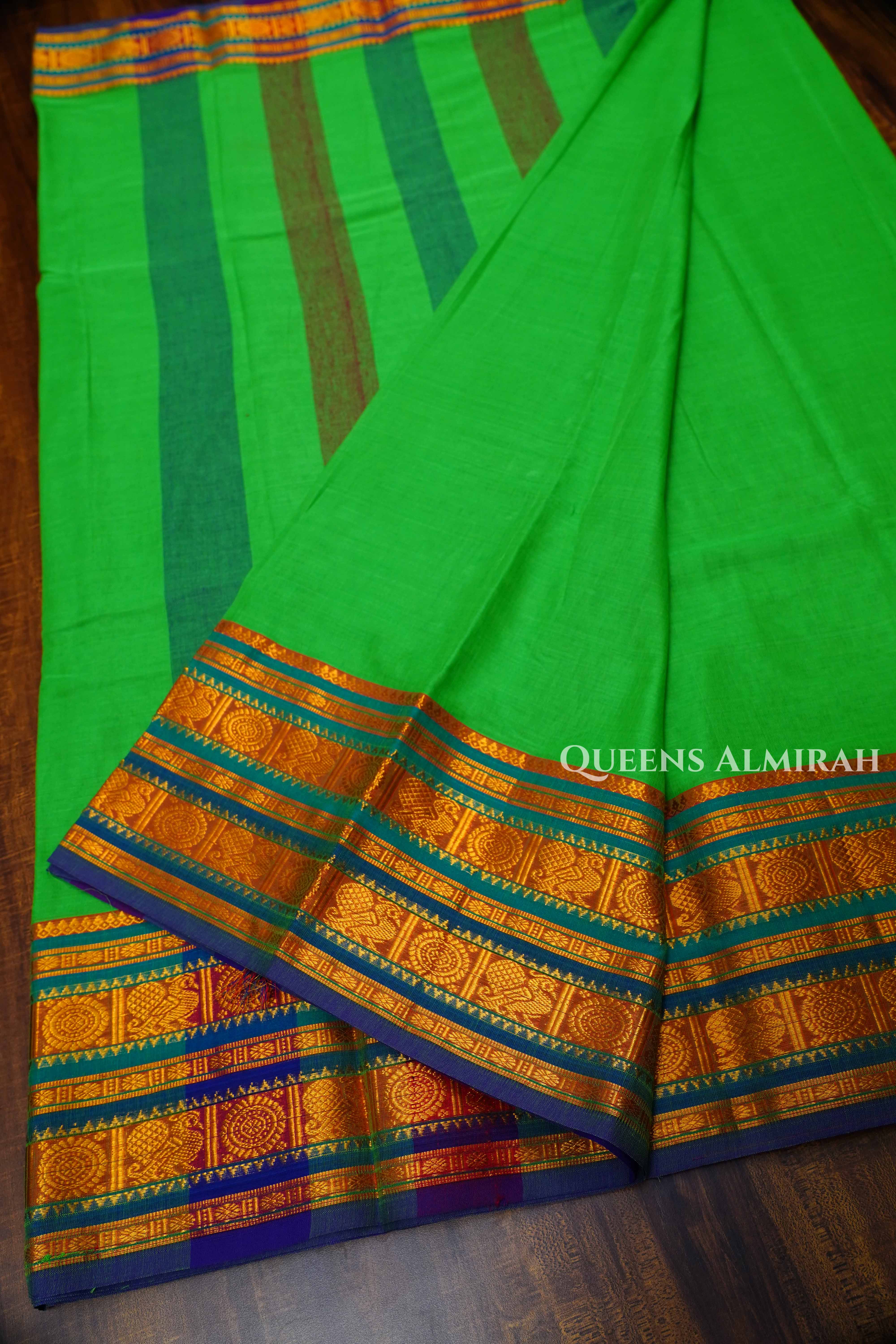 Grass Green  Narayanpet Cotton Saree