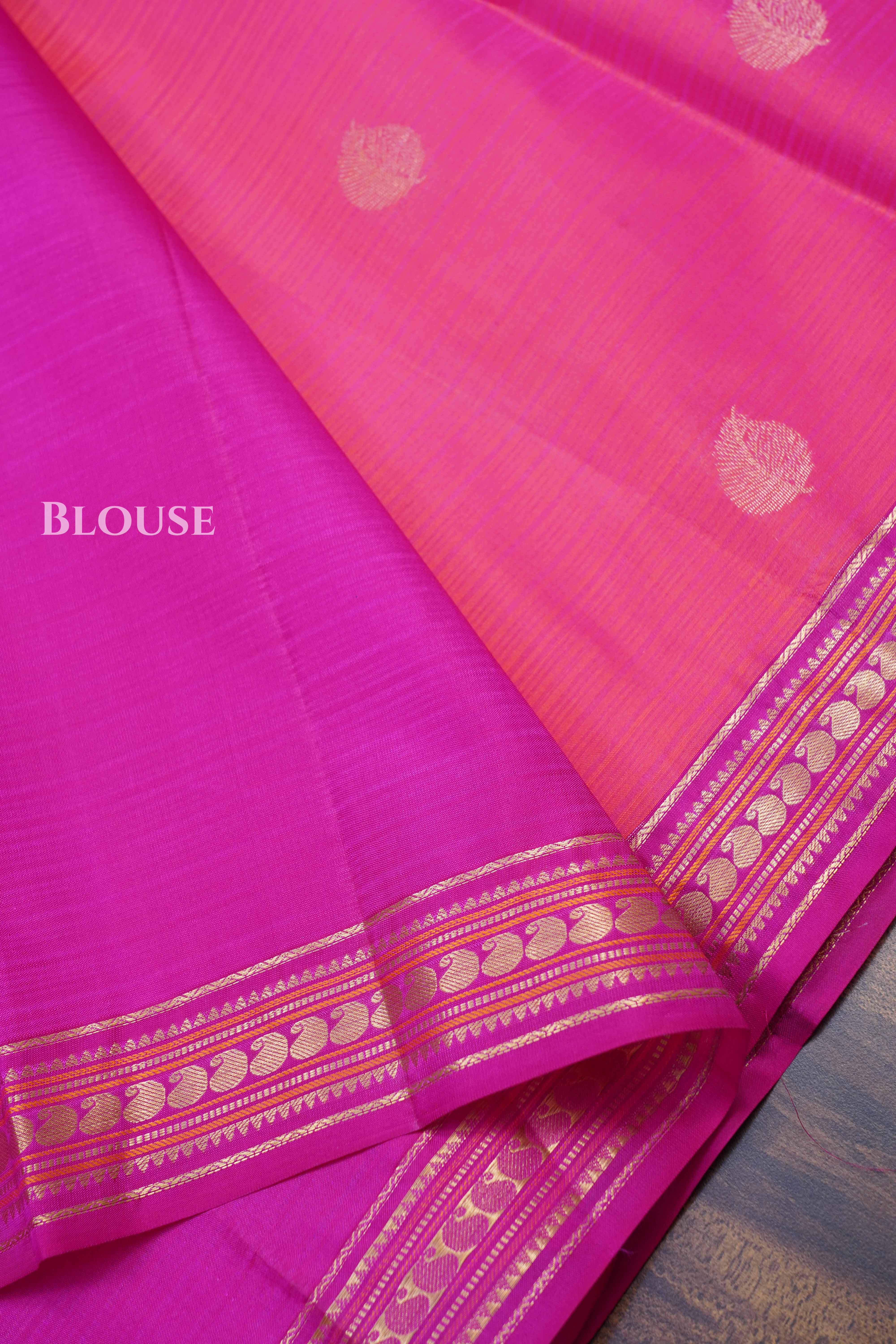 Warm Pink Pure kanchivaram Silk Saree