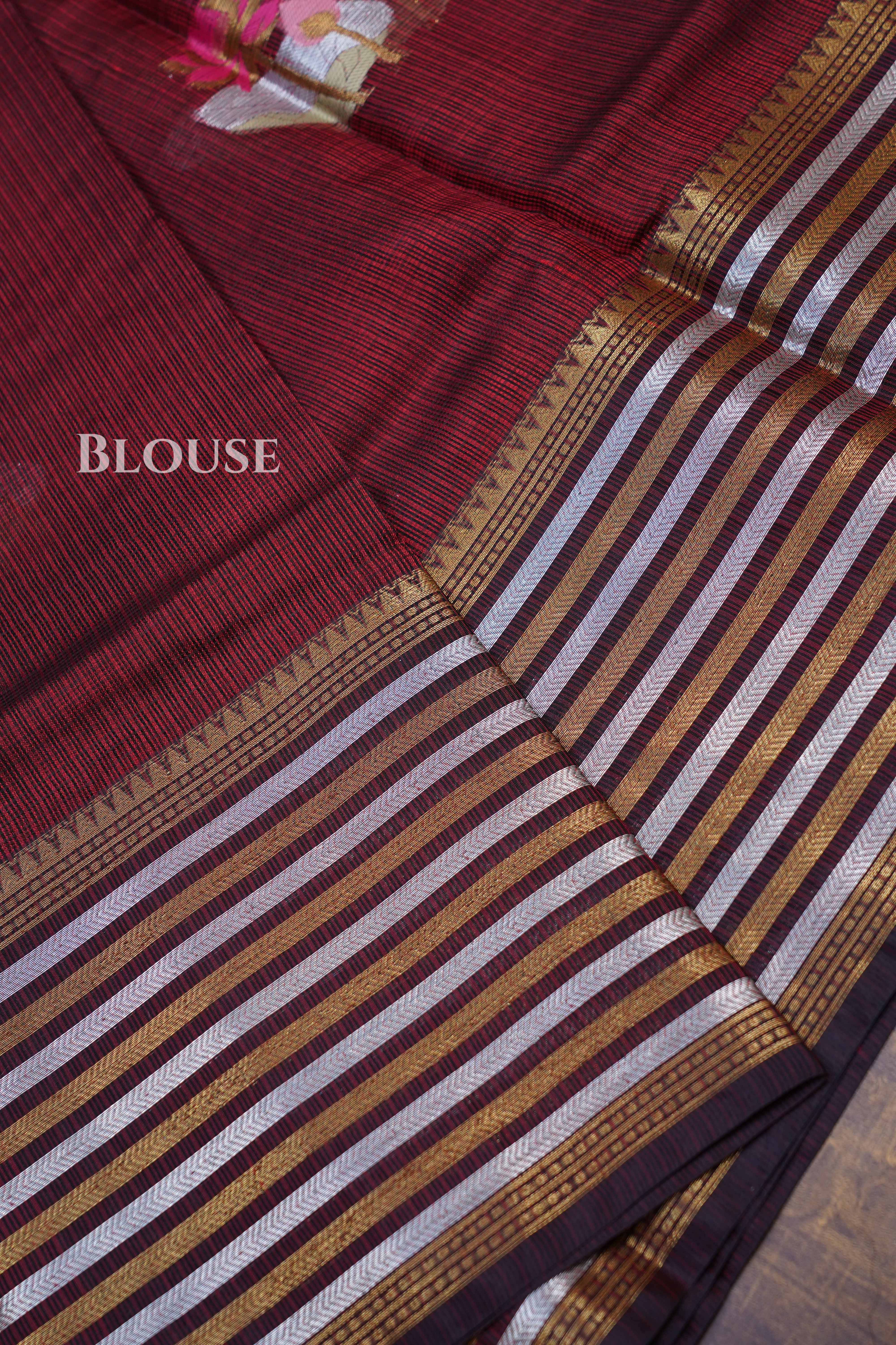 Maroon Pure Kota Silk Saree