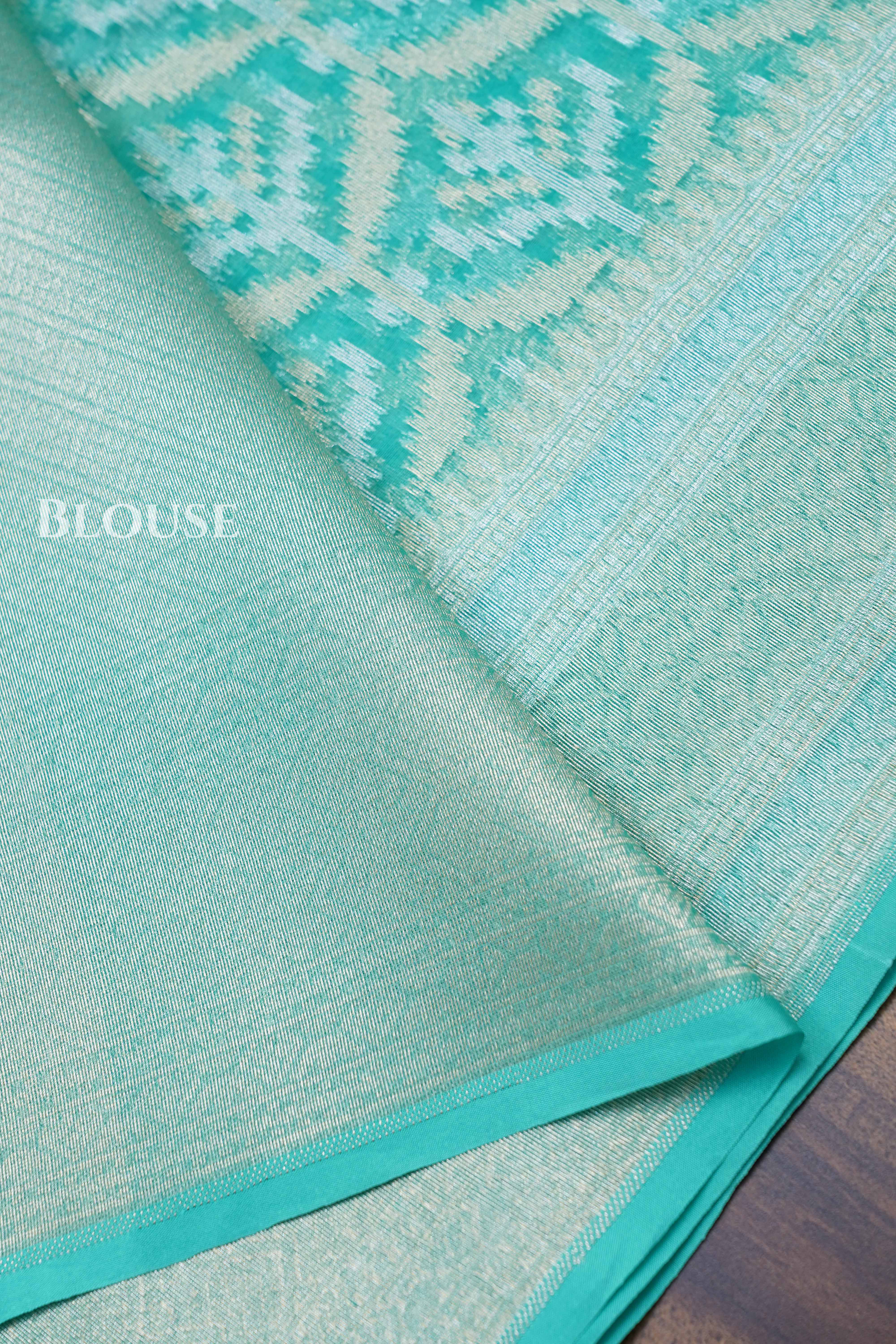 Sea Green Banarasi Organza Silk Saree