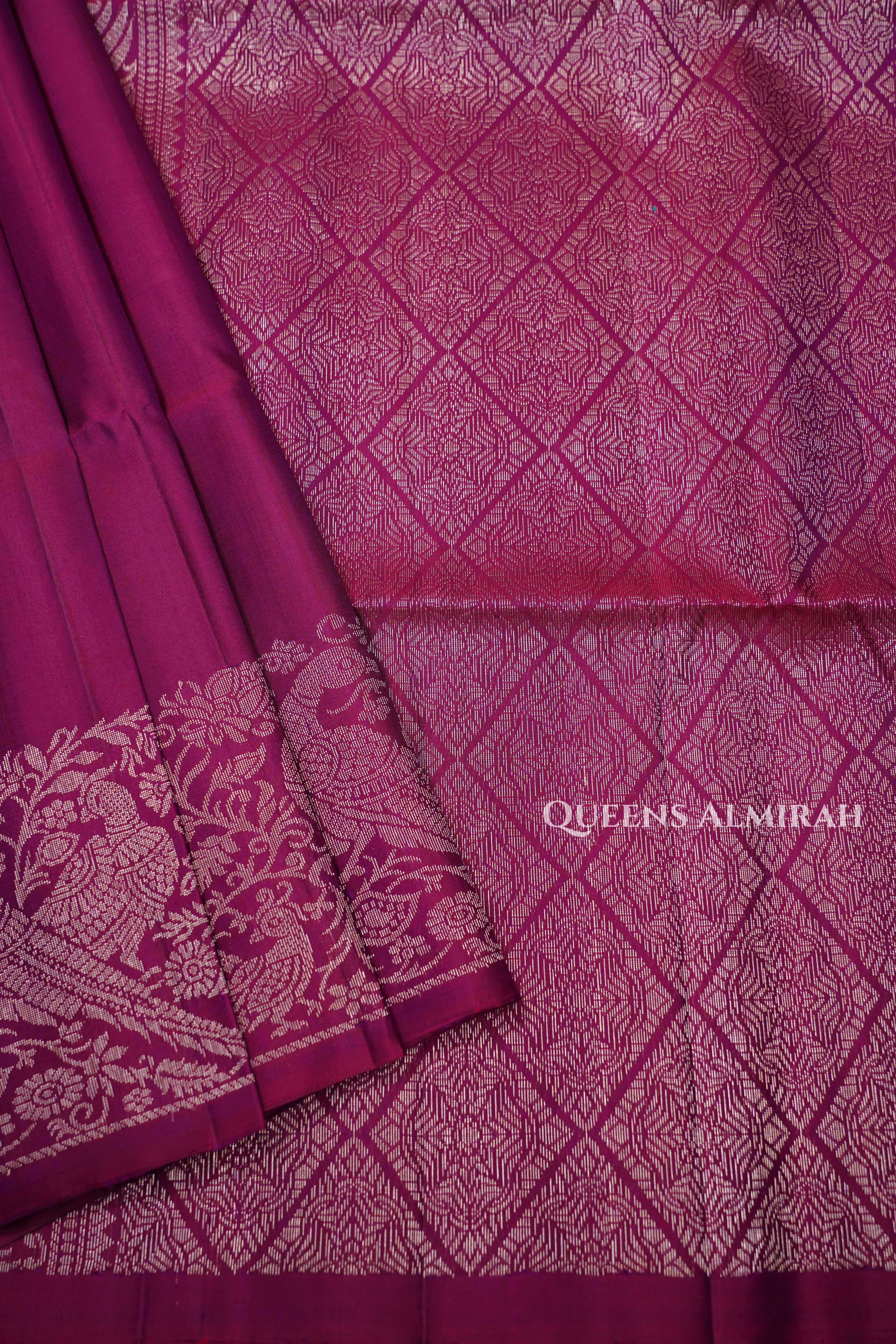 Mulberry Purple Pure Soft Silk Saree