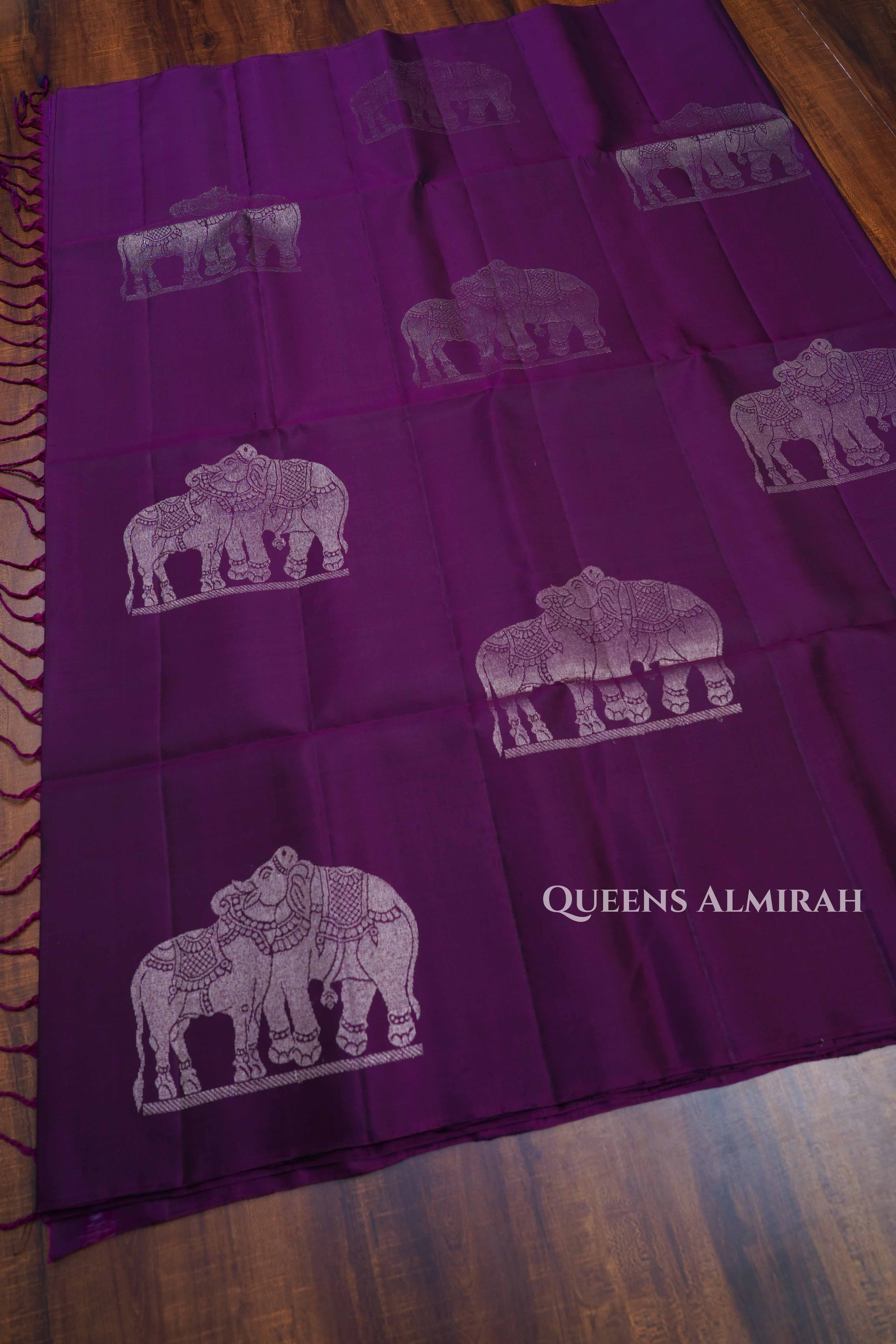 Purple Pure Soft Silk Saree