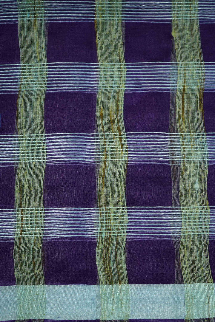 PURPLE IRIS GHICHA ORAGANZA SAREE - Queens Jewel Emporium