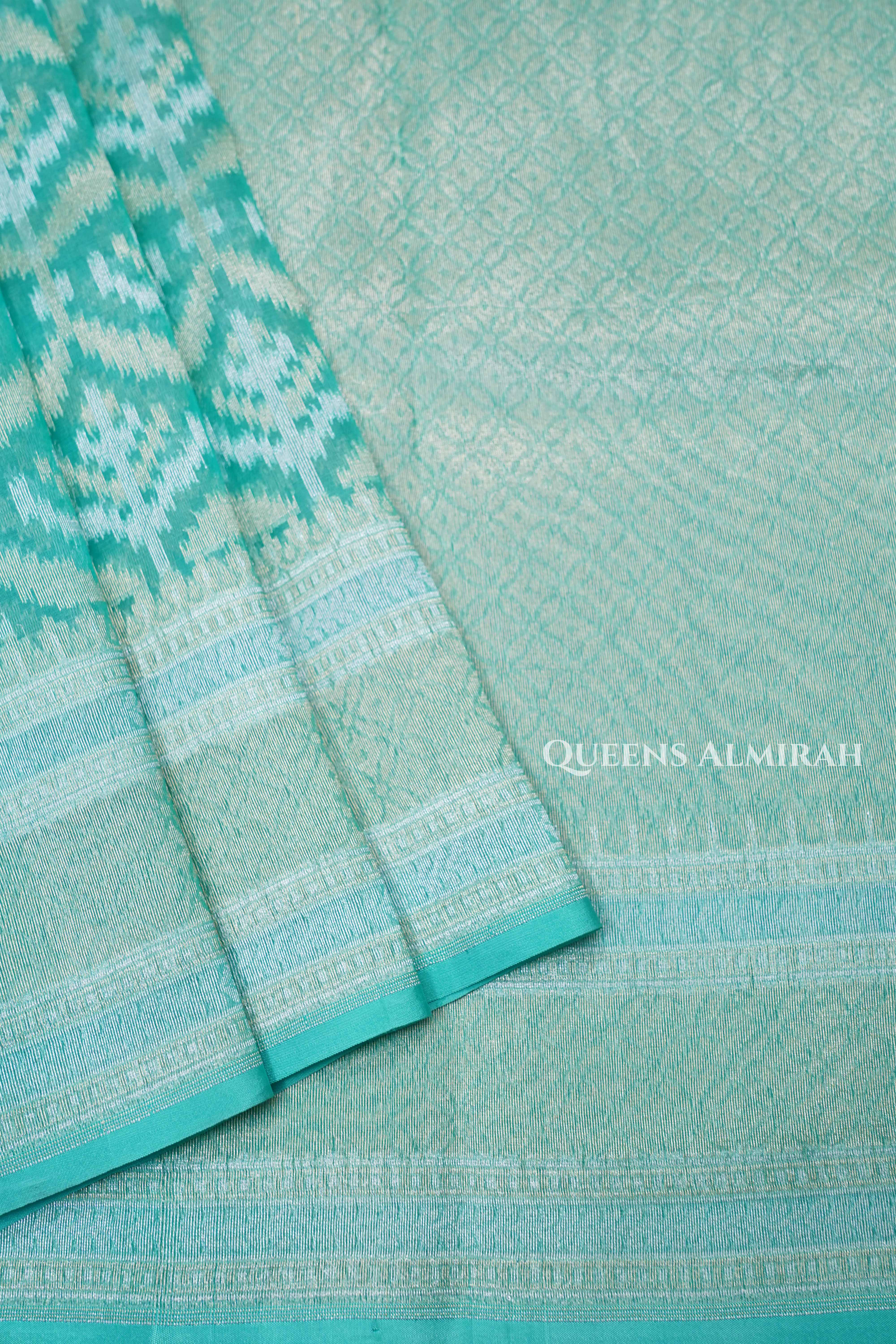 Sea Green Banarasi Organza Silk Saree
