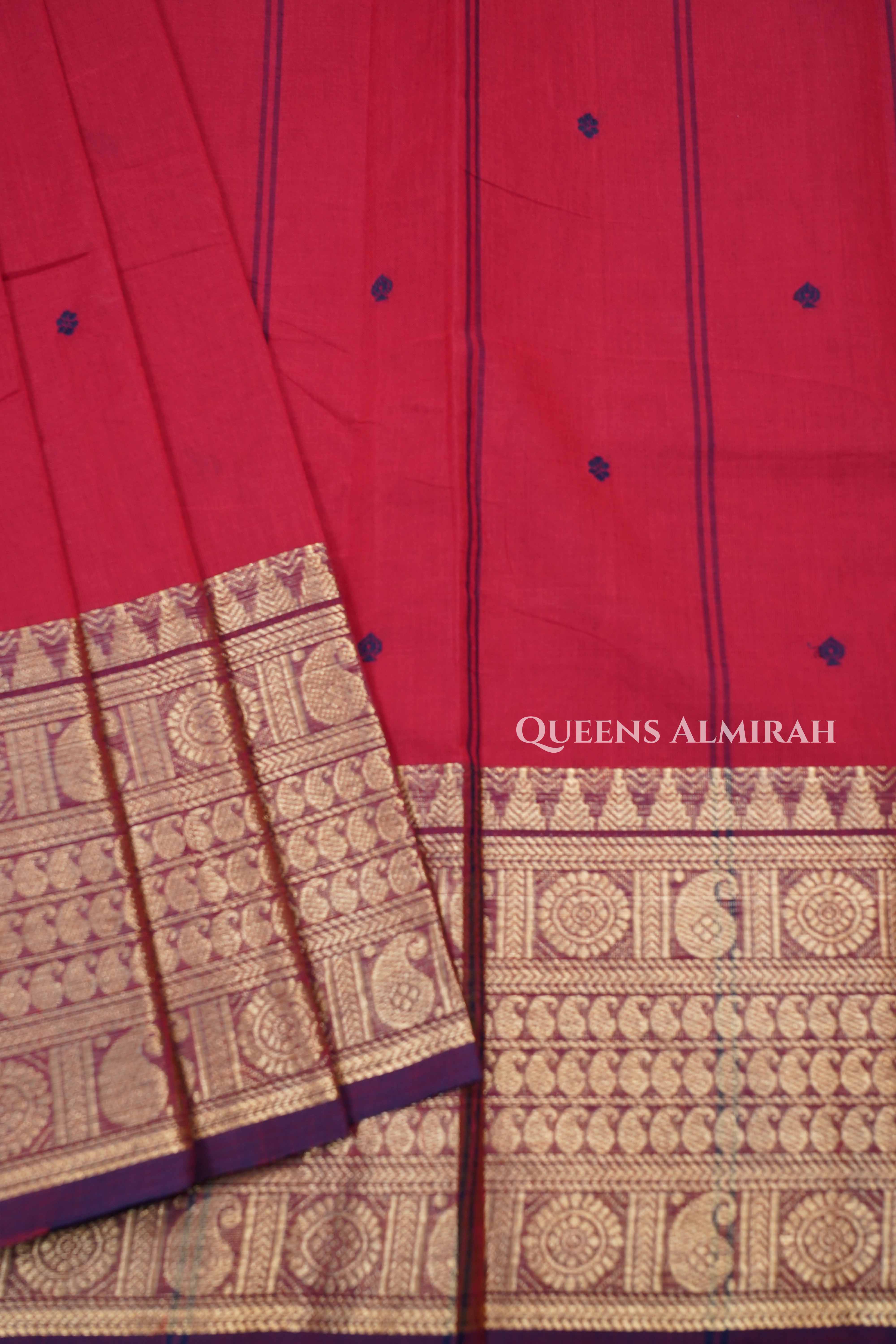 Dark Pink With Purple Kanchi Cotton Saree