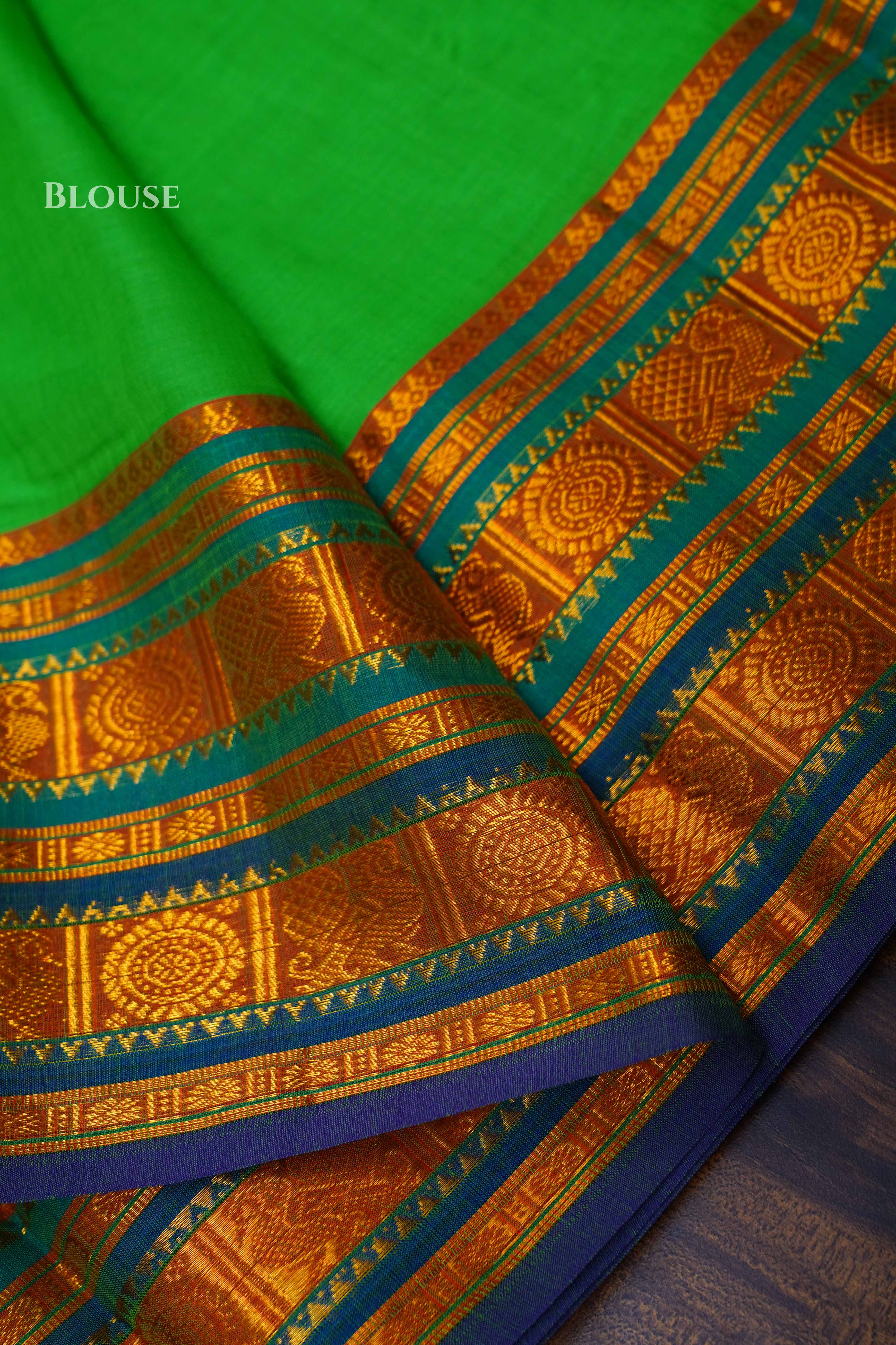 Grass Green  Narayanpet Cotton Saree