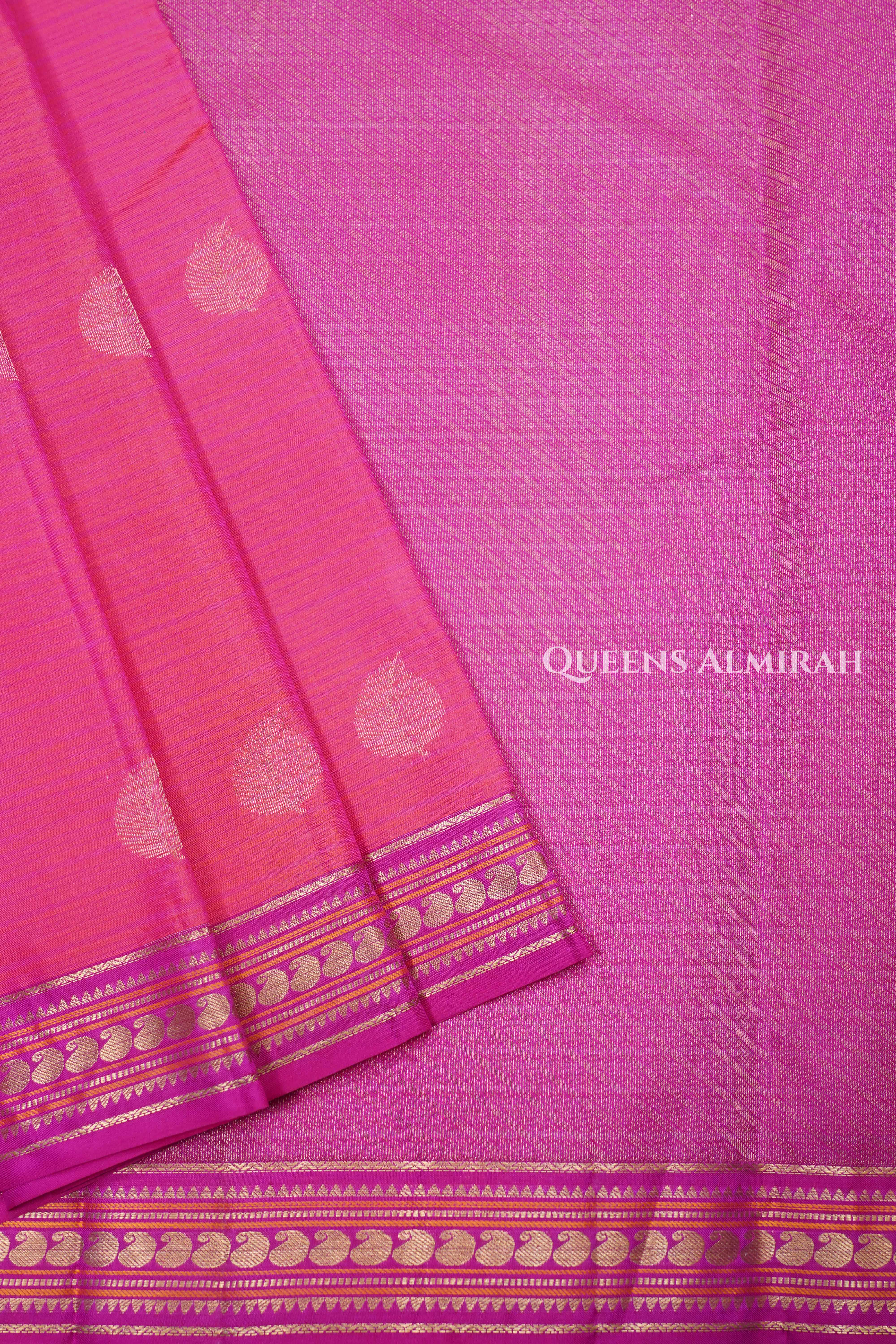 Warm Pink Pure kanchivaram Silk Saree