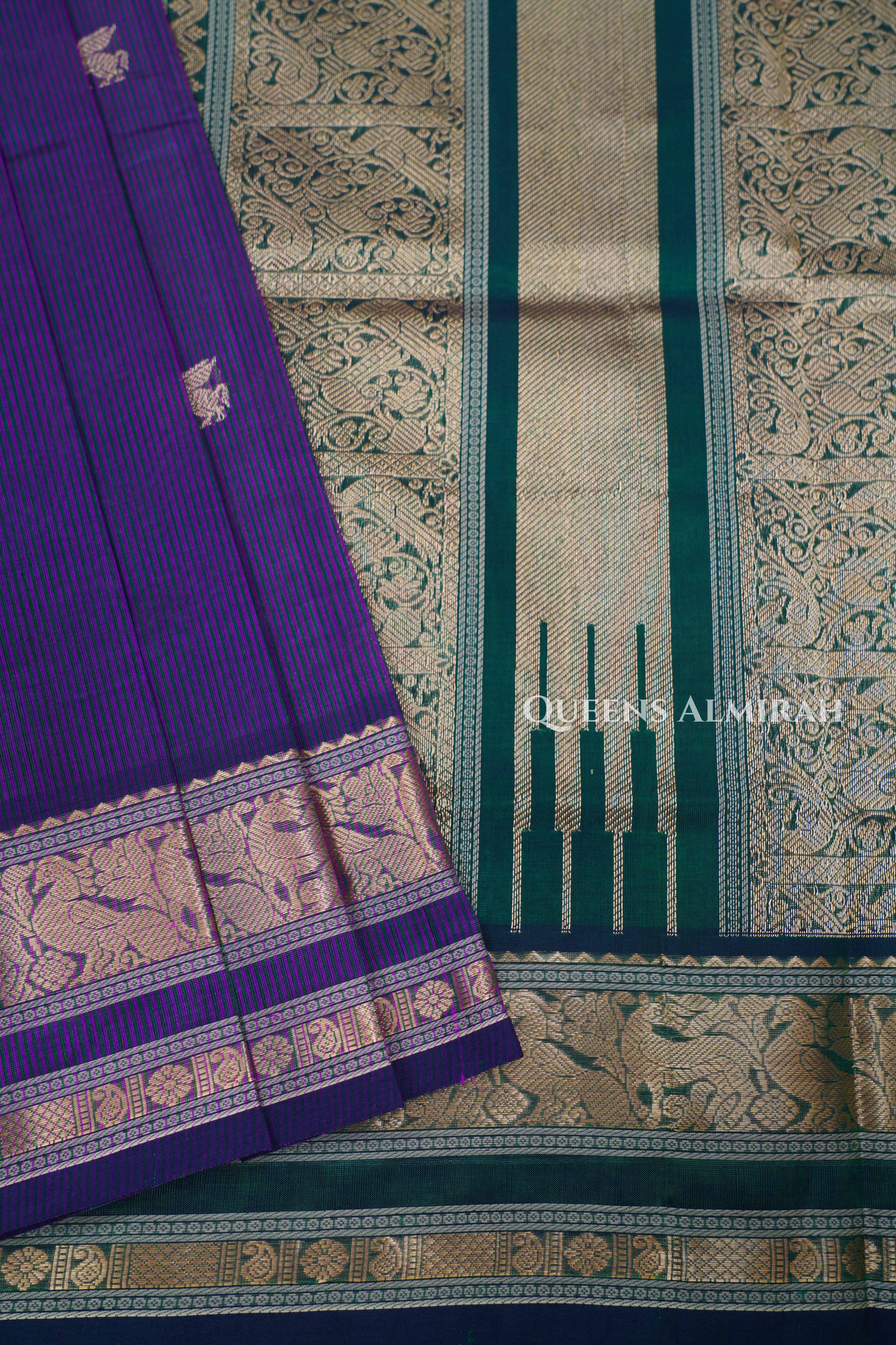 Grape Purple Karaikudi Chettinad Silk Cotton Saree