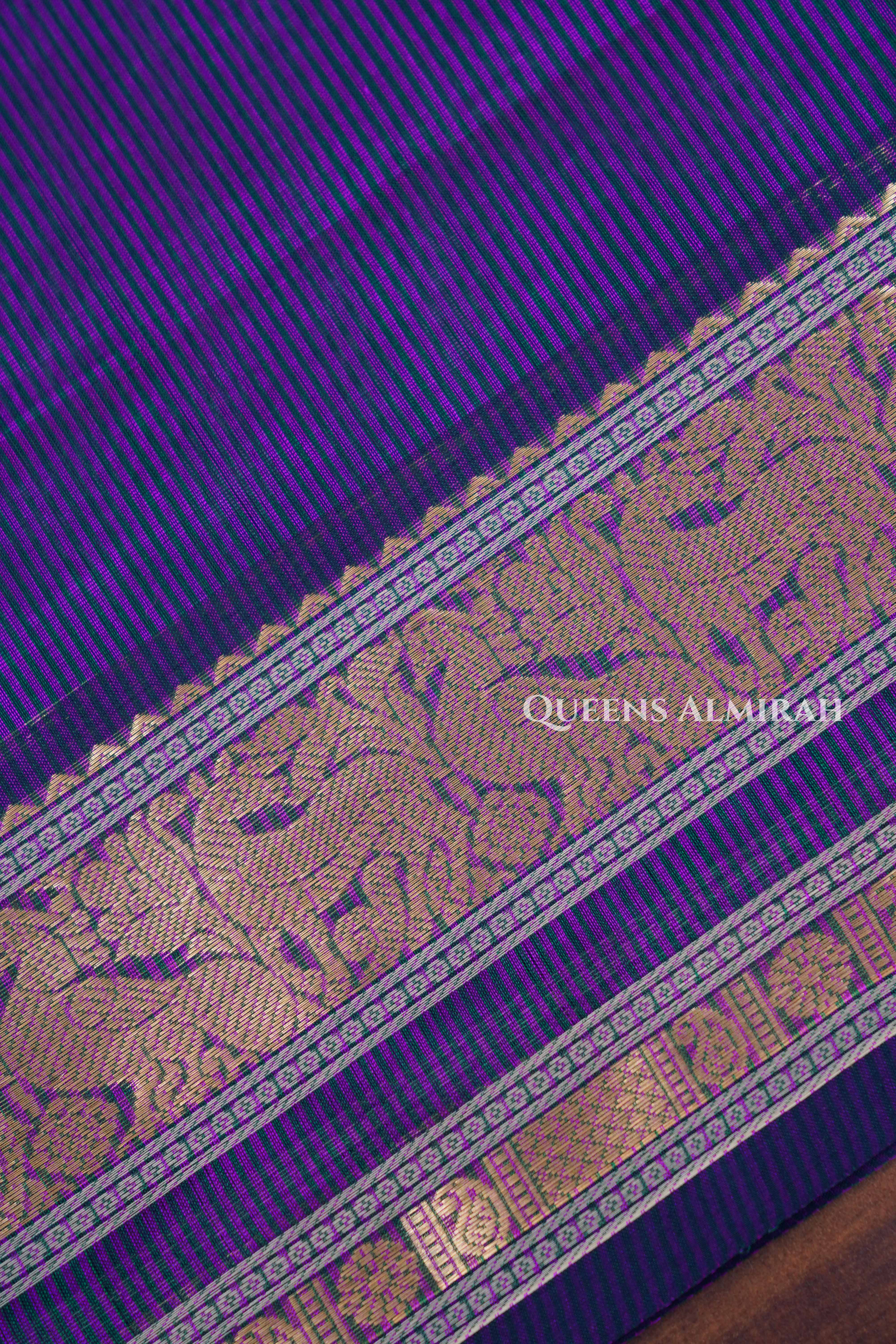 Grape Purple Karaikudi Chettinad Silk Cotton Saree