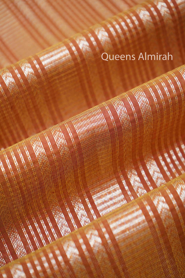 DUSKY BROWN PURE SILK COTTON SAREE - Queens Jewel Emporium