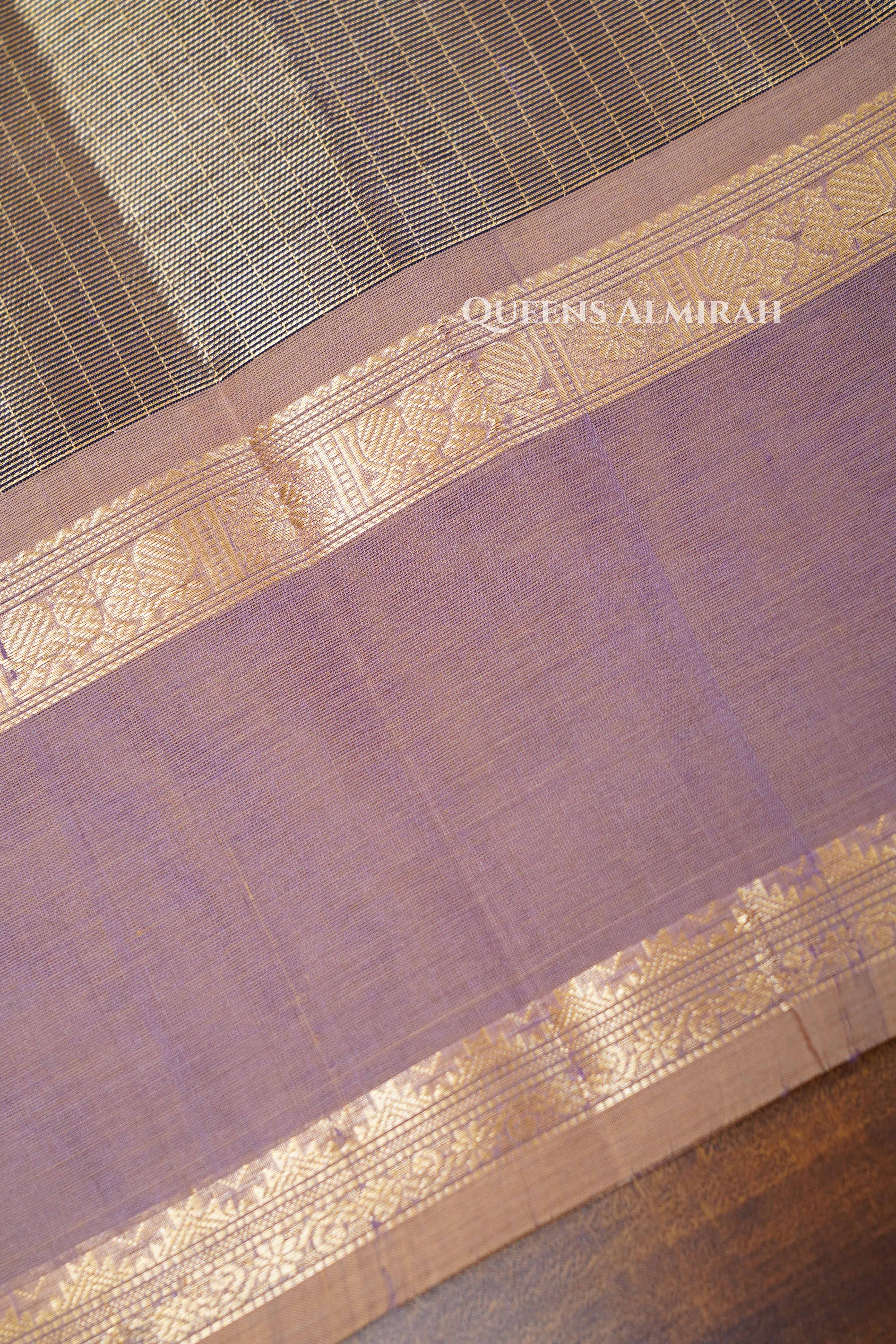 Dual Shade Of Brownish Purple-Karaikudi Chettinad Silk Cotton Saree