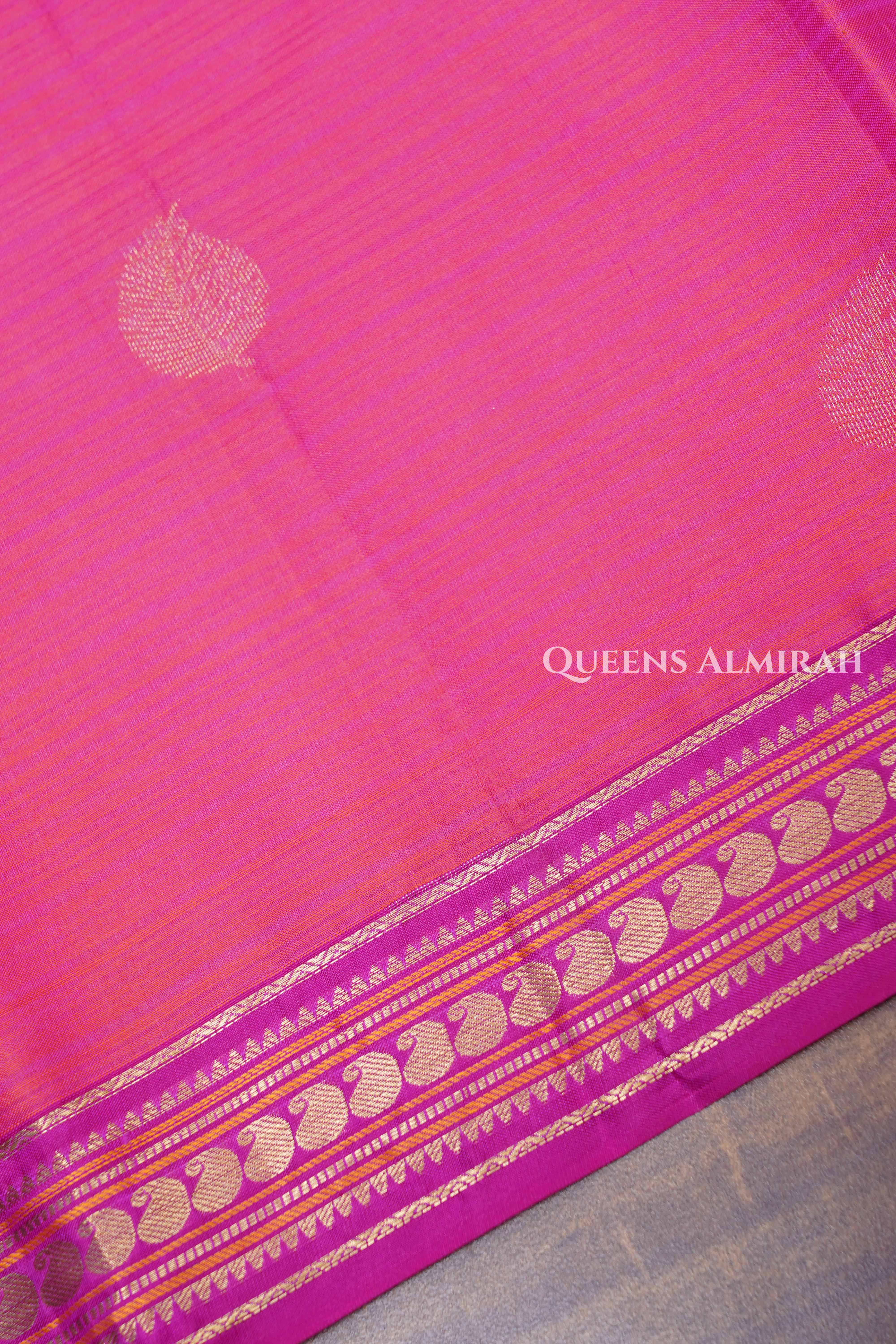 Warm Pink Pure kanchivaram Silk Saree