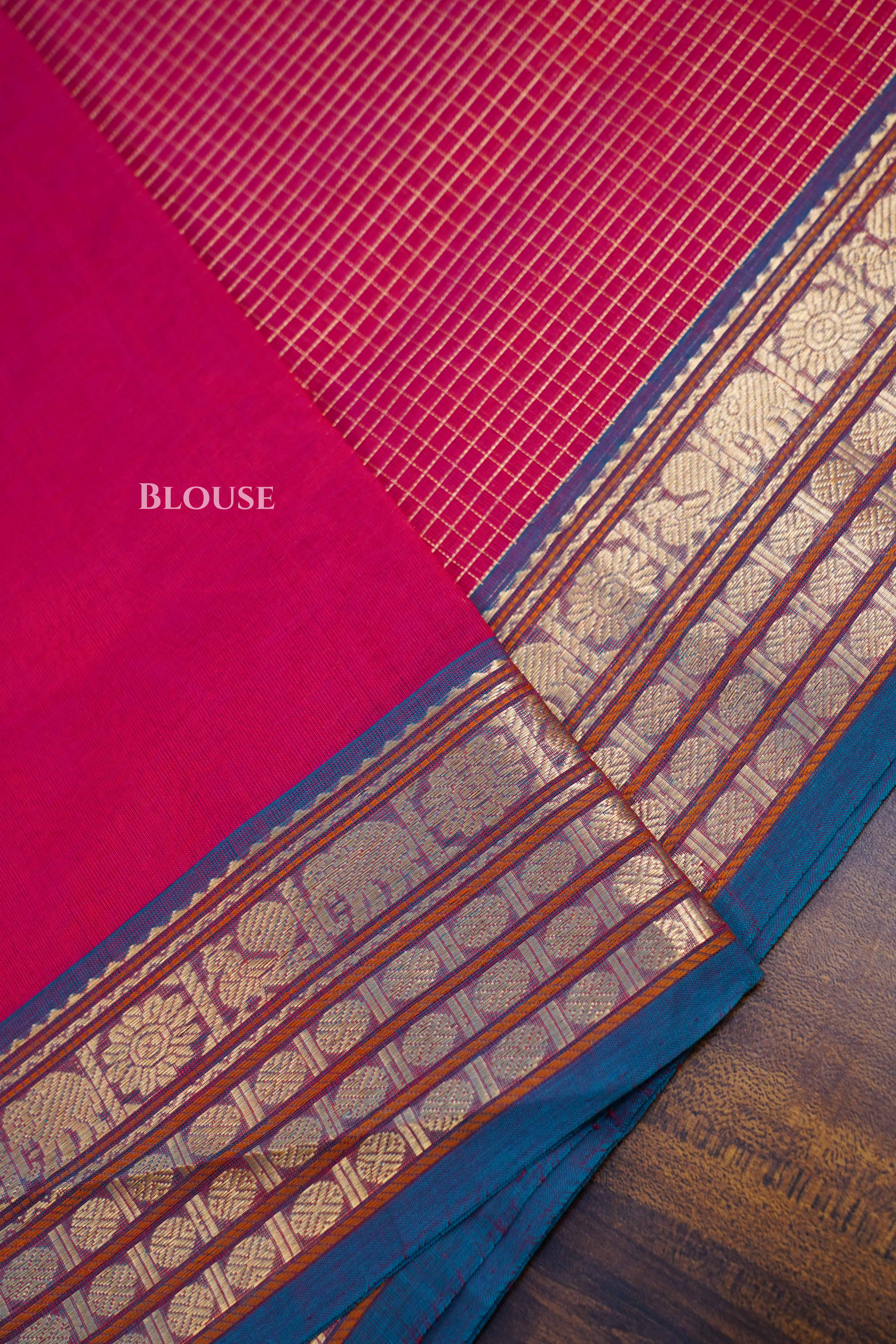 Magenta Pink Karaikudi Chettinad Silk Cotton Saree